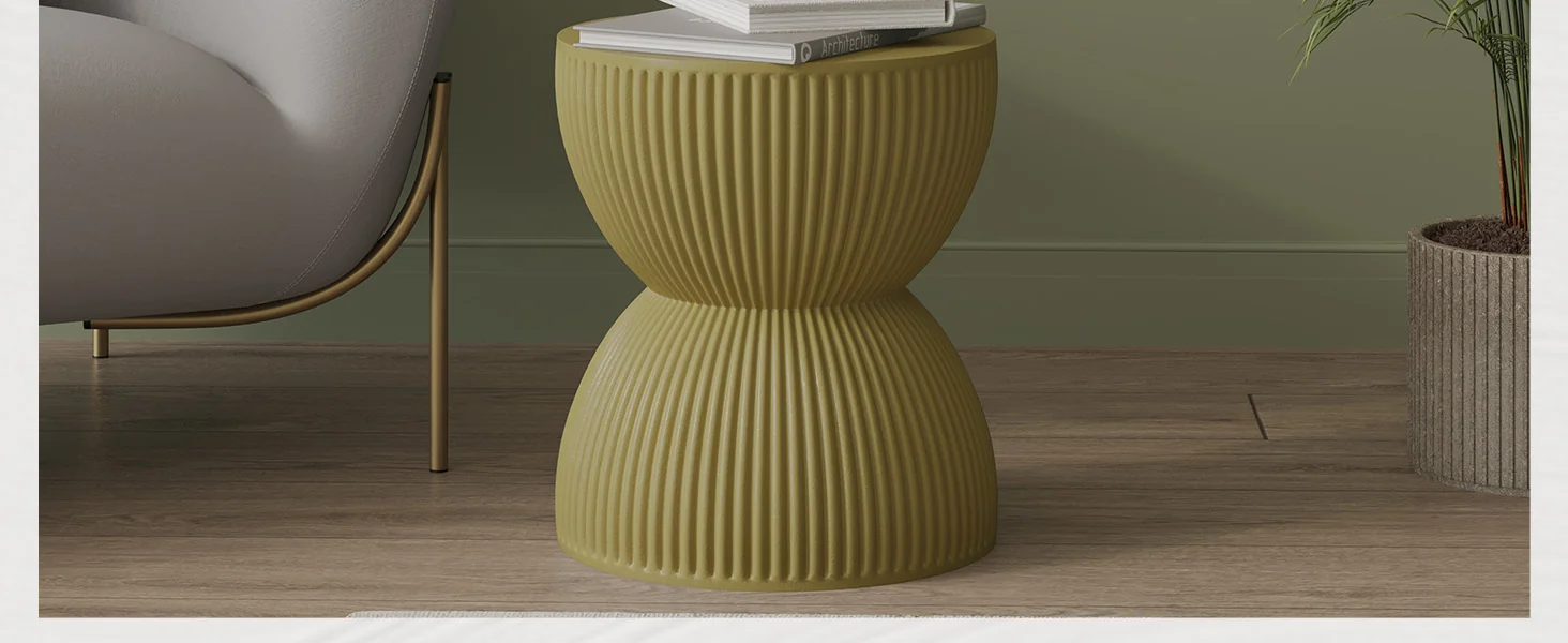 Modern Side End Table Spire Series In Olive Yellow