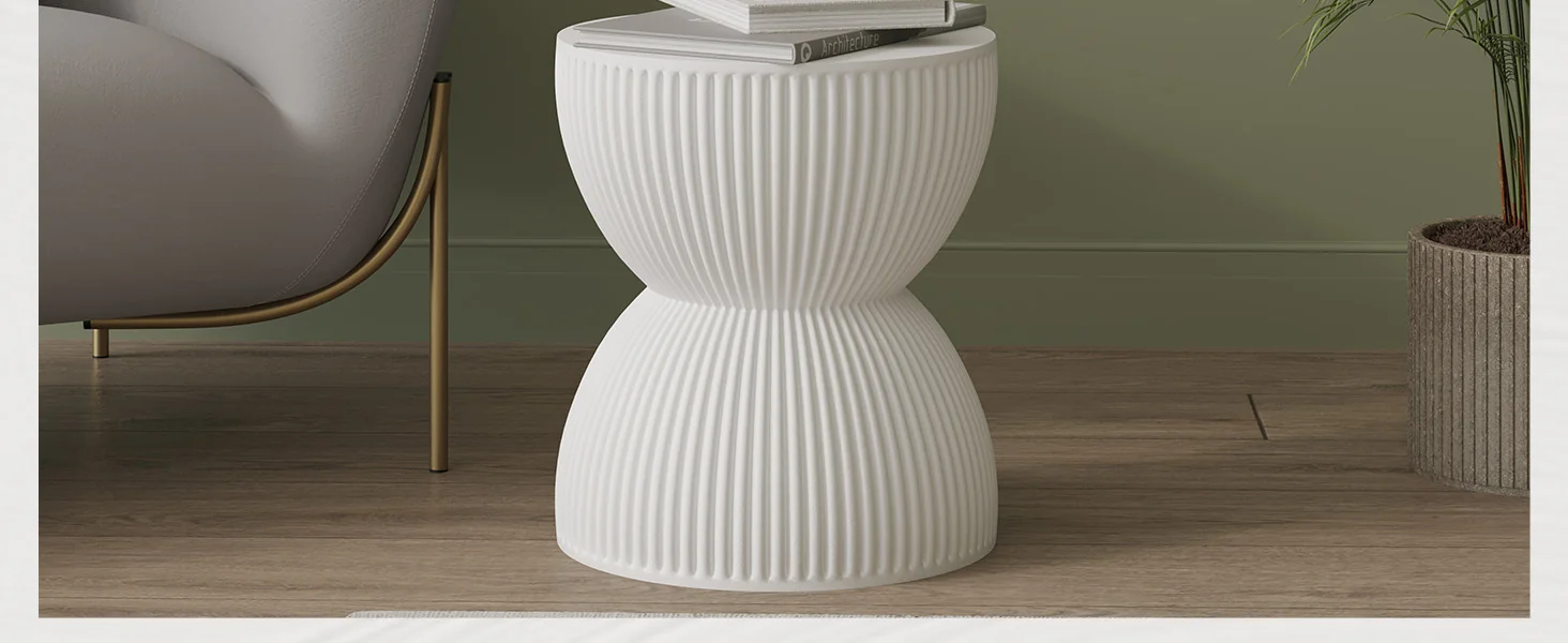Modern Side End Table Spire Series In White