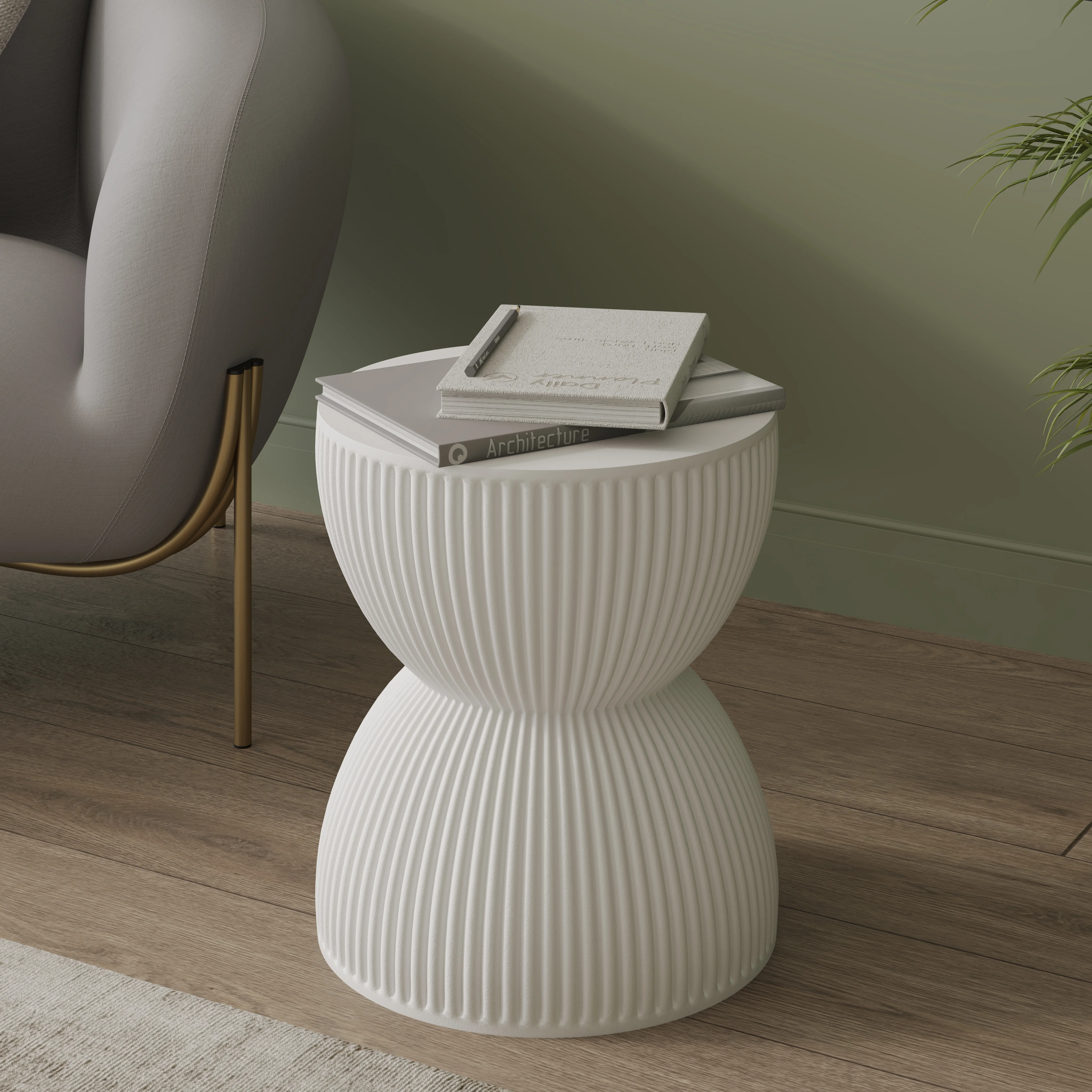 Modern Side End Table Spire Series In White