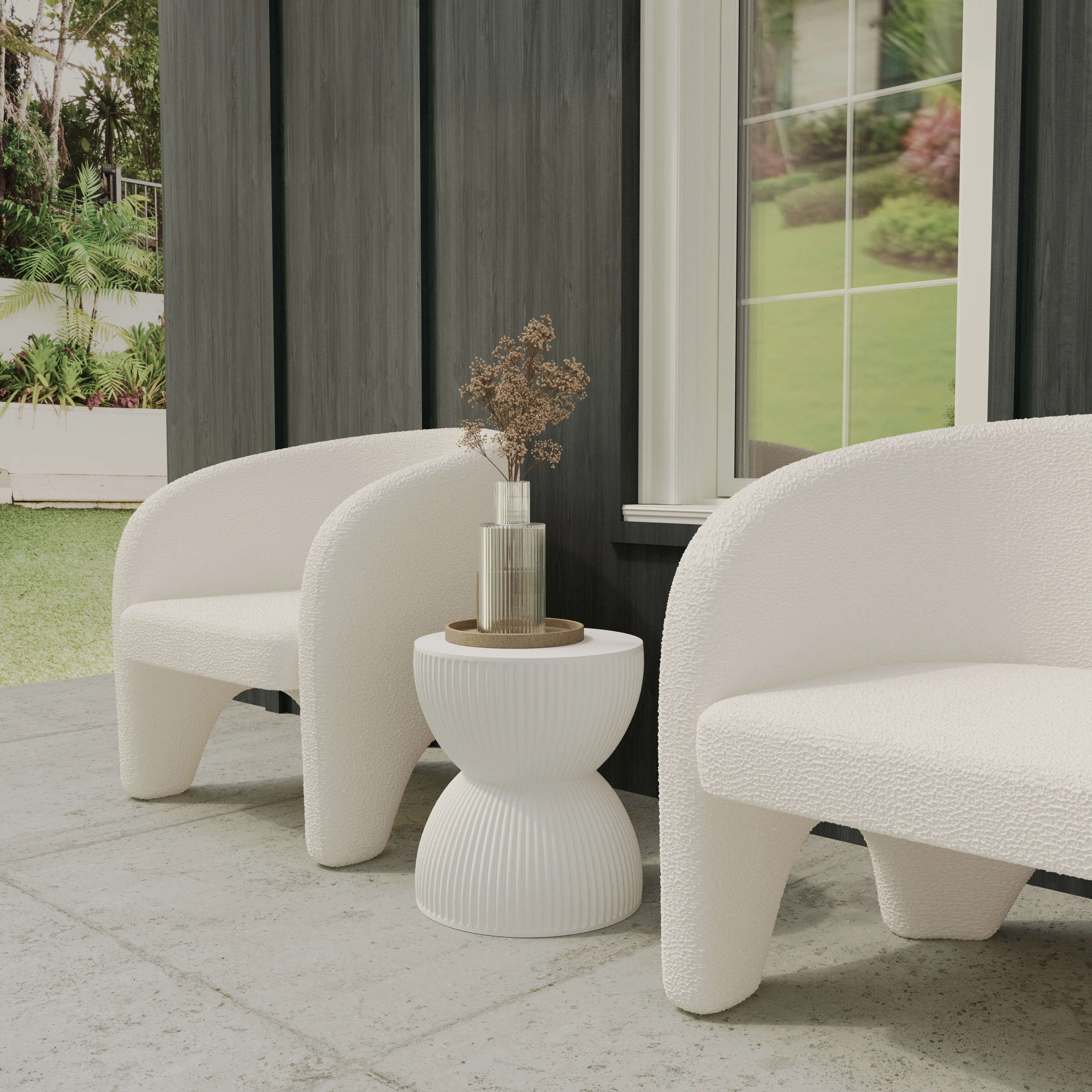 Modern Side End Table Spire Series In White