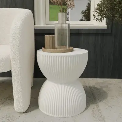 Modern Side End Table Spire Series In White