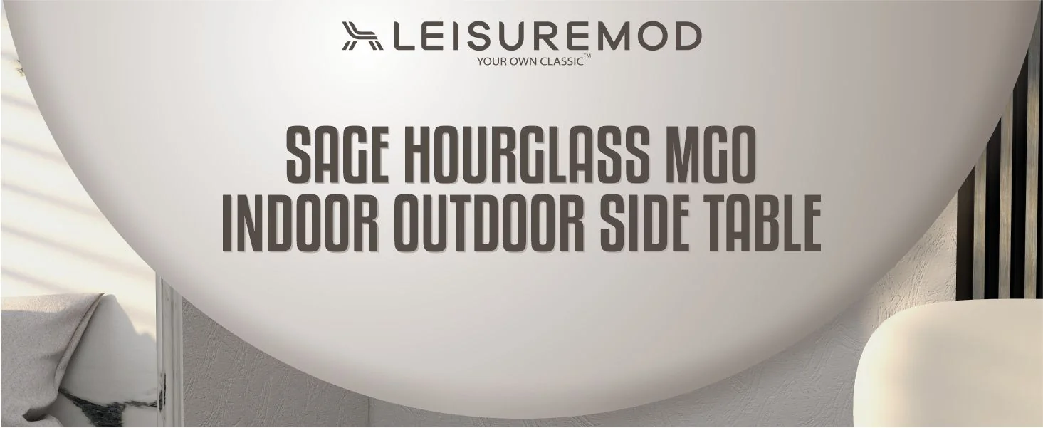 Sage Collection Fiberglass Outdoor Side Table in Beige