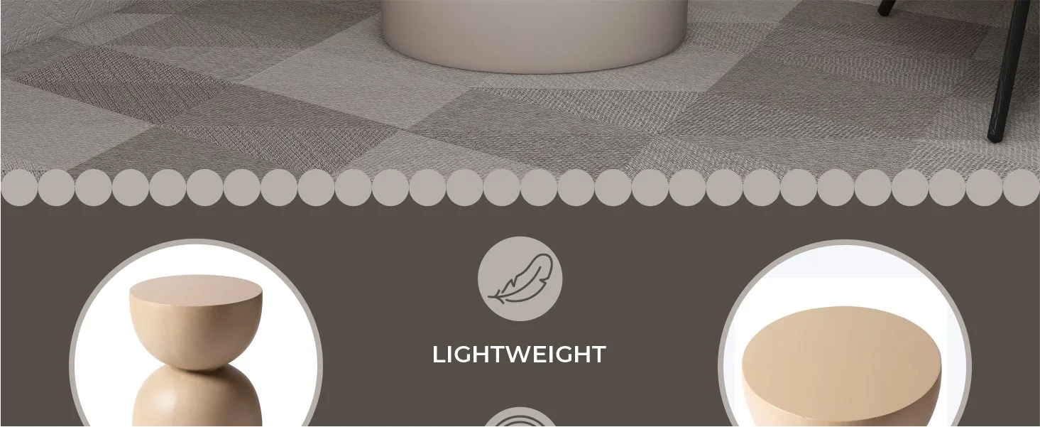 Sage Collection Fiberglass Outdoor Side Table in Beige