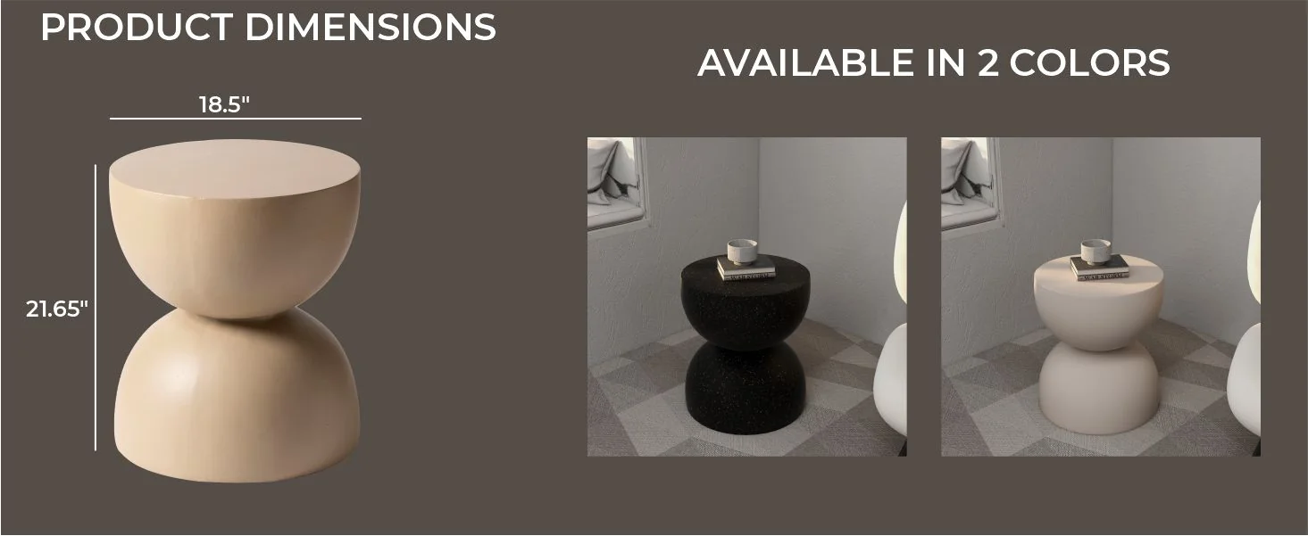 Sage Collection Fiberglass Outdoor Side Table in Beige