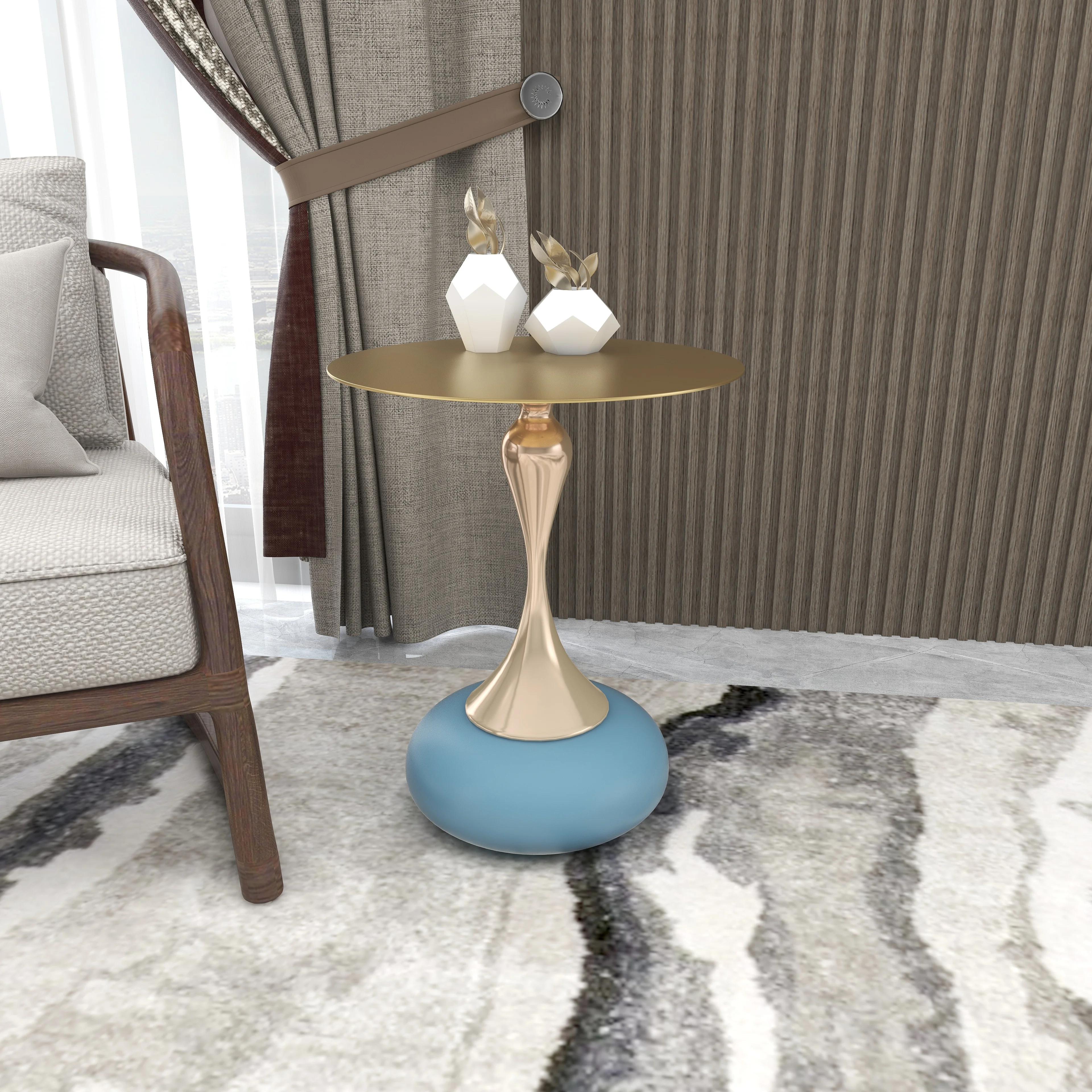 Savoy Collection Modern End Table In Blue