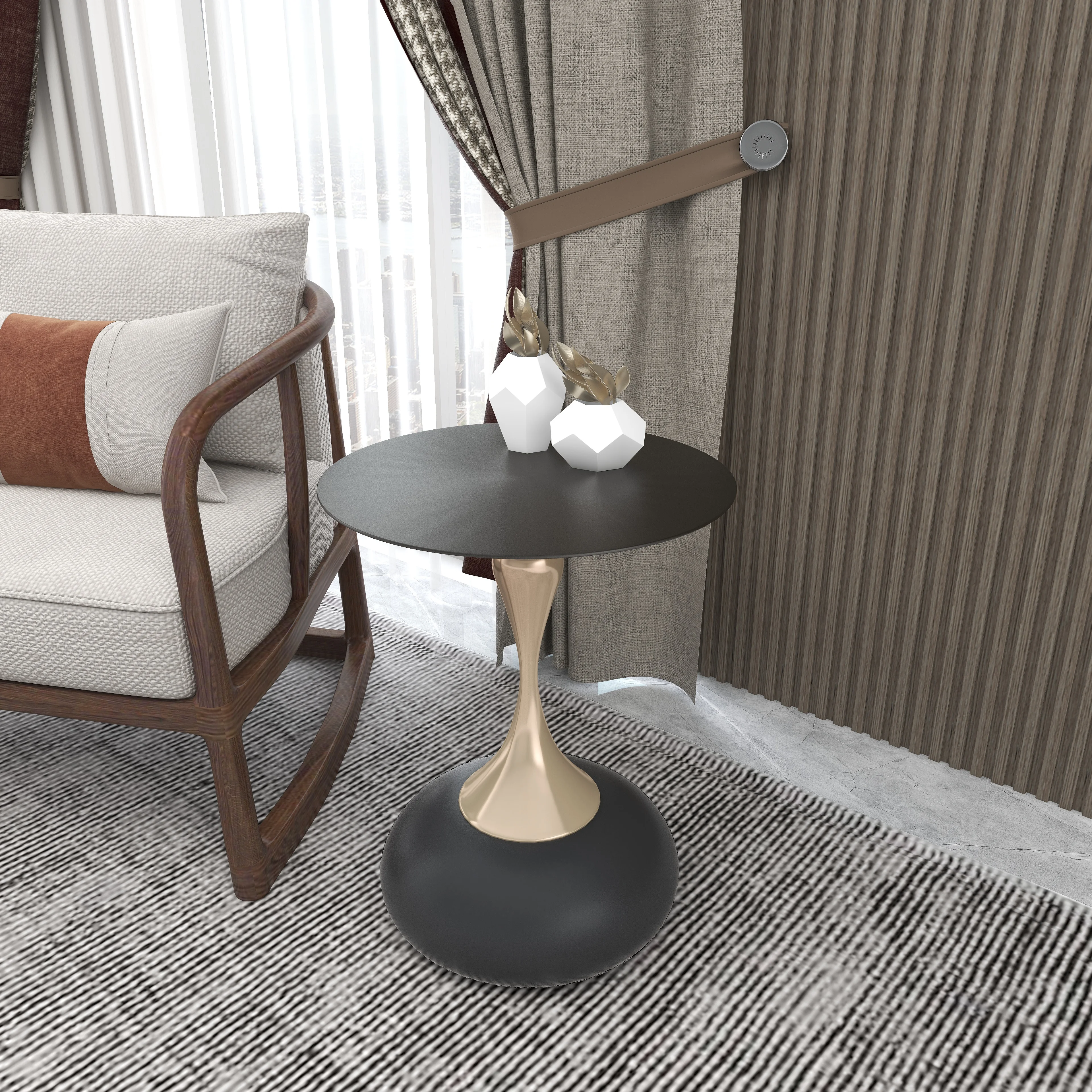 Savoy Collection Modern End Table In Matt Black