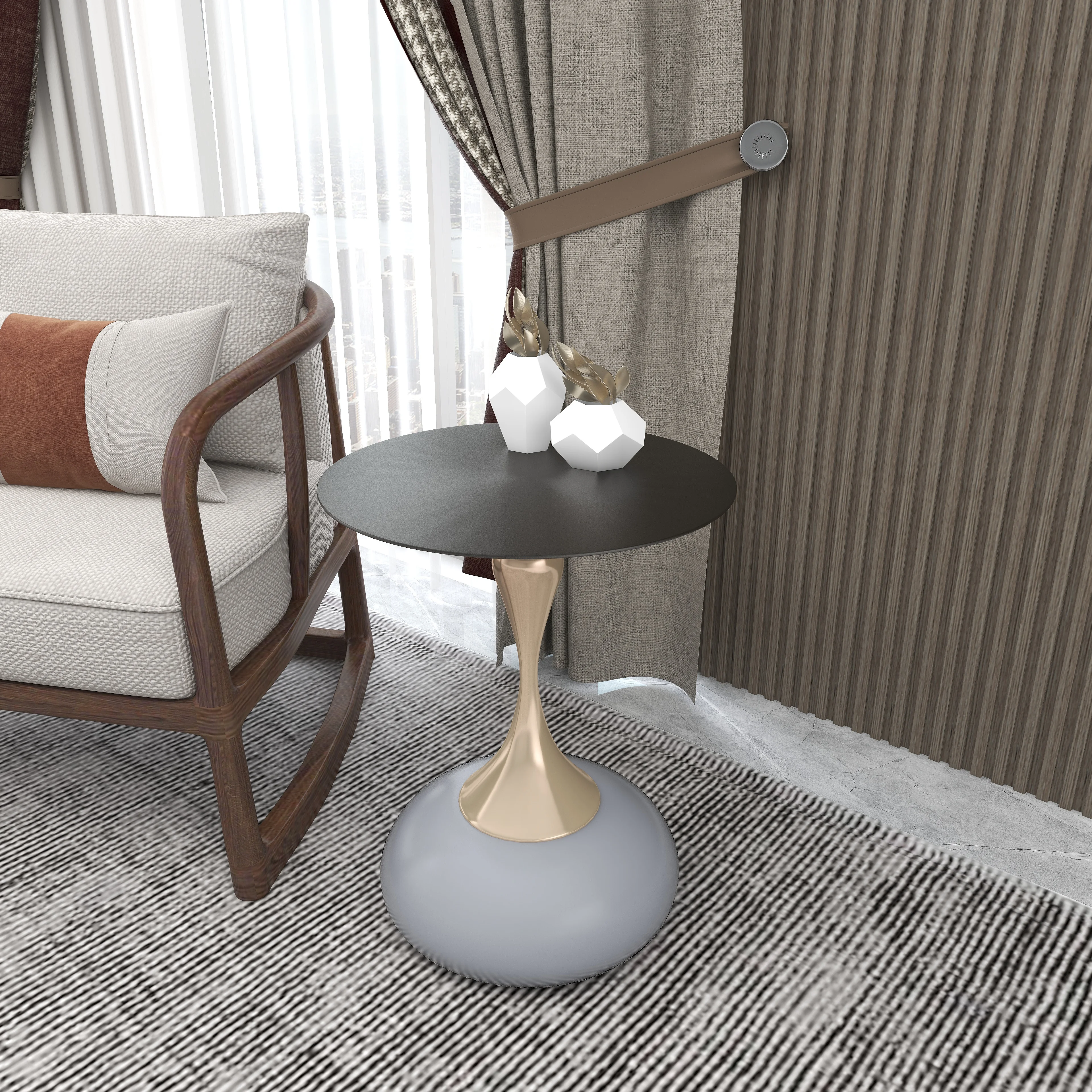 Savoy Collection Modern End Table In Silver