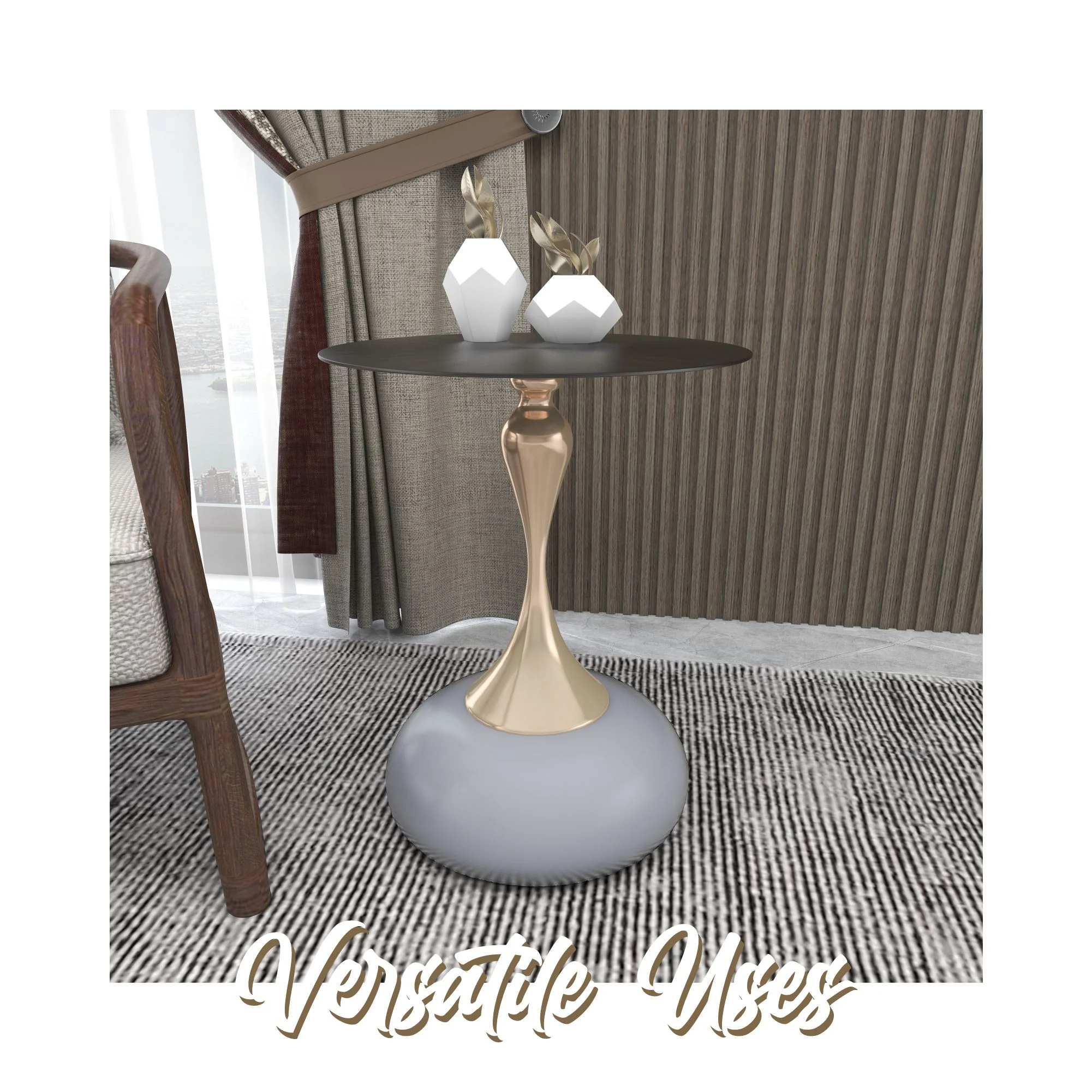 Savoy Collection Modern End Table In Silver