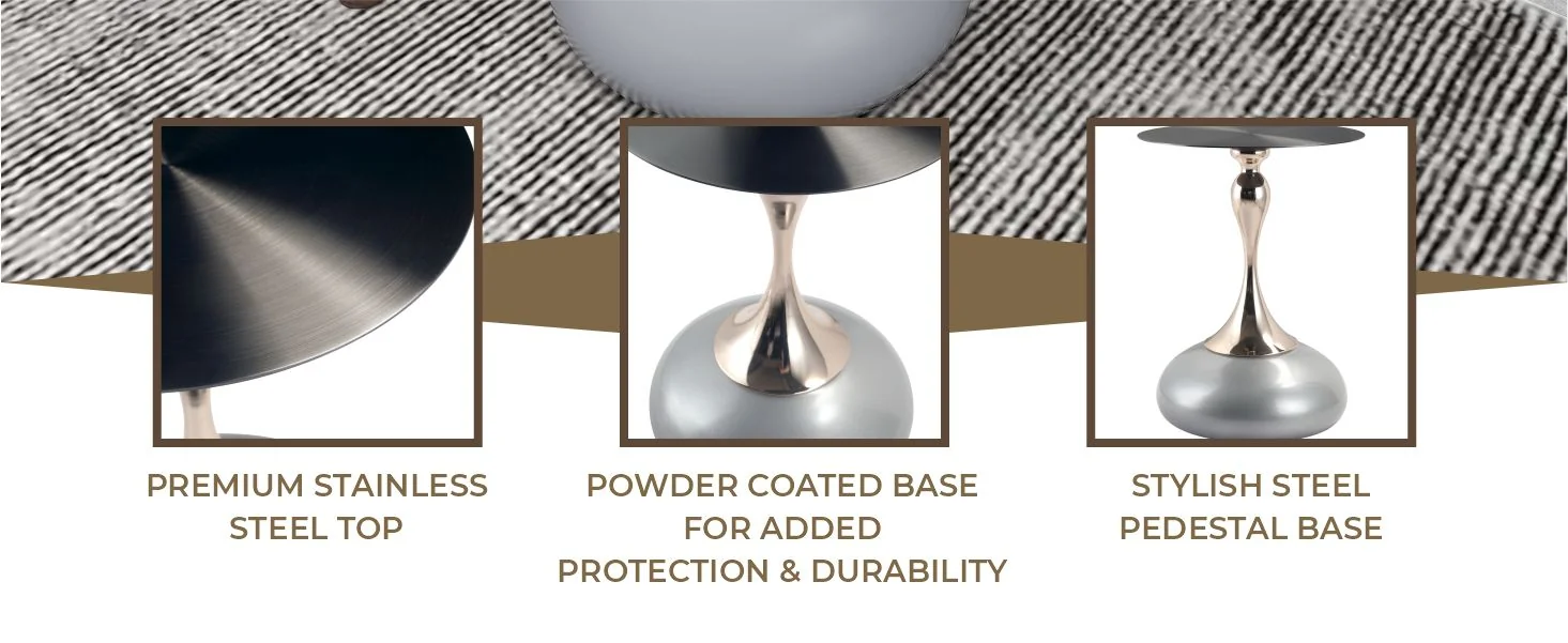 Savoy Collection Modern End Table In Silver