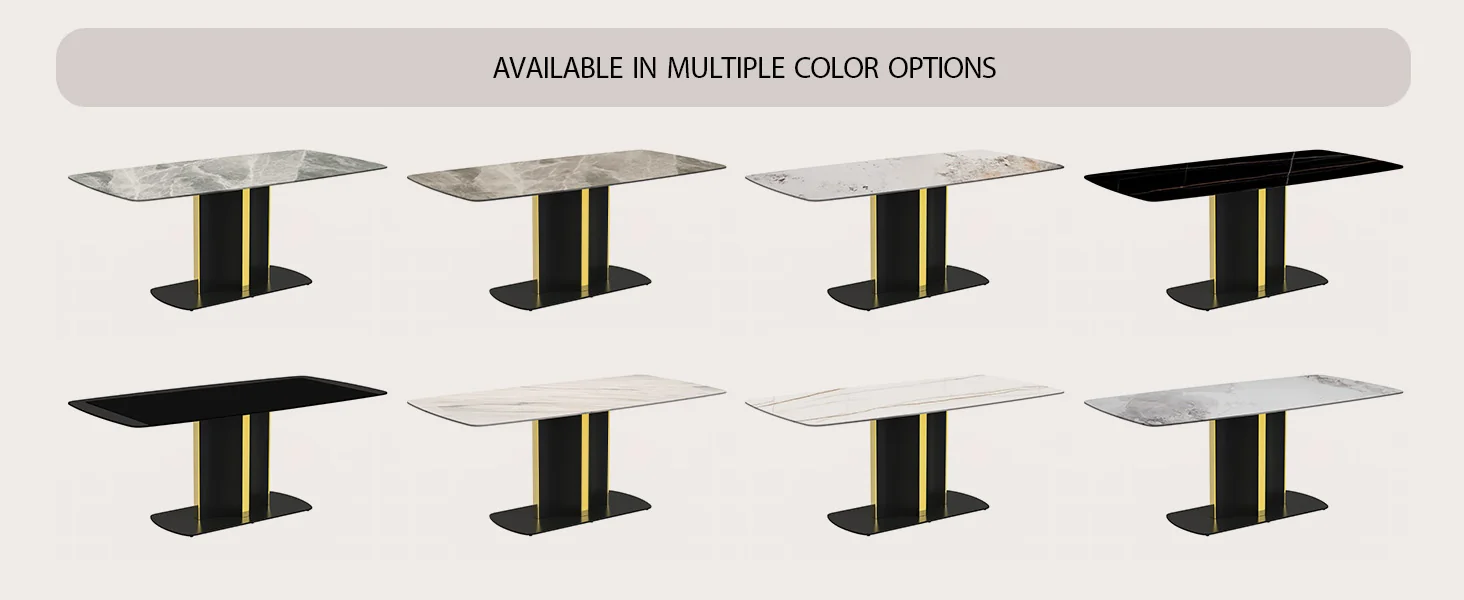 Sylva Series Modern Dining Table Black and Gold Base, With 55 Black Glass Top