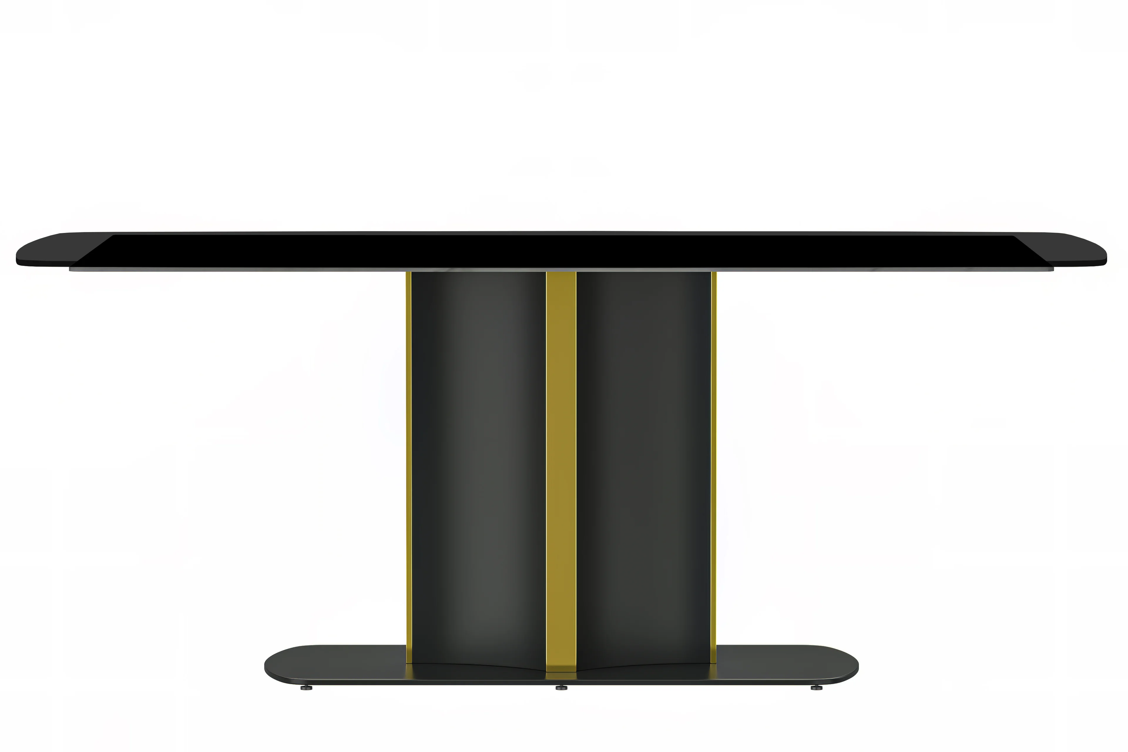 Sylva Series Modern Dining Table Black and Gold Base, With 55 Black Glass Top