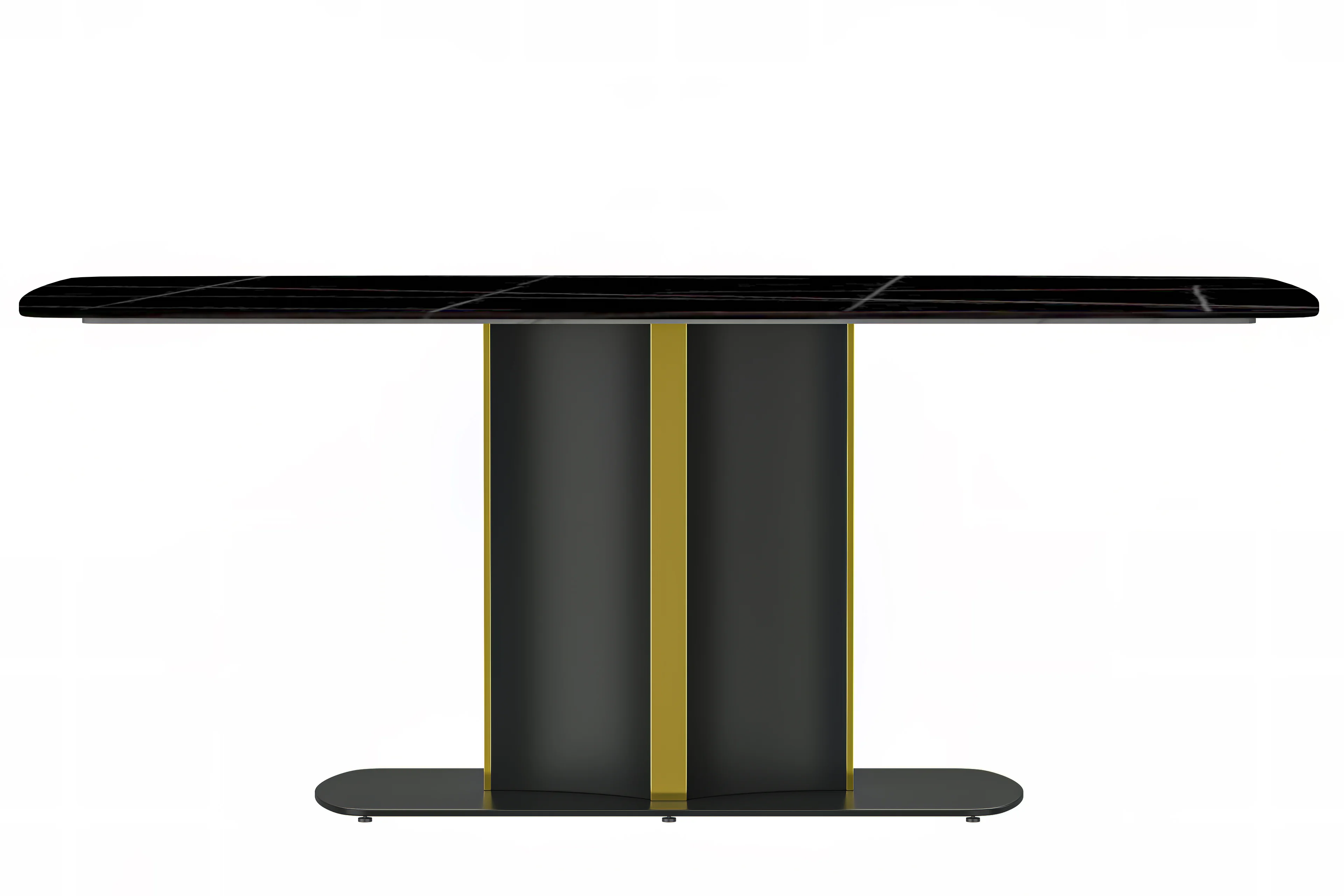 Sylva Series Modern Dining Table Black and Gold Base, With 55 Black/Gold Sintered Stone Top