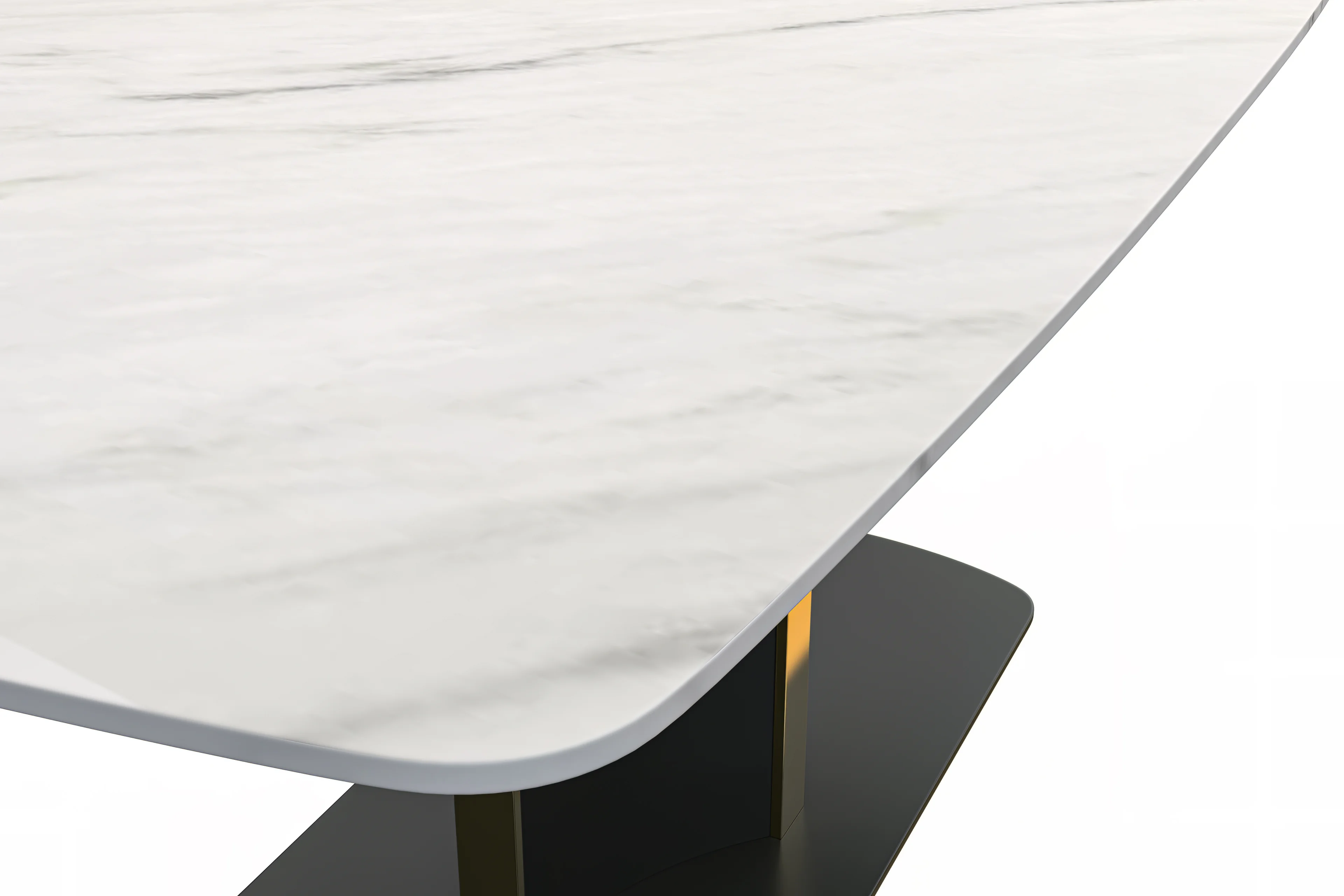 Sylva Series Modern Dining Table Black and Gold Base, With 55 White Sintered Stone Top
