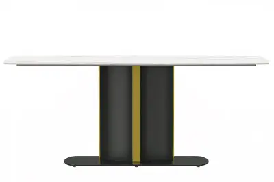 Sylva Series Modern Dining Table Black and Gold Base, With 55 White/Gold Sintered Stone Top