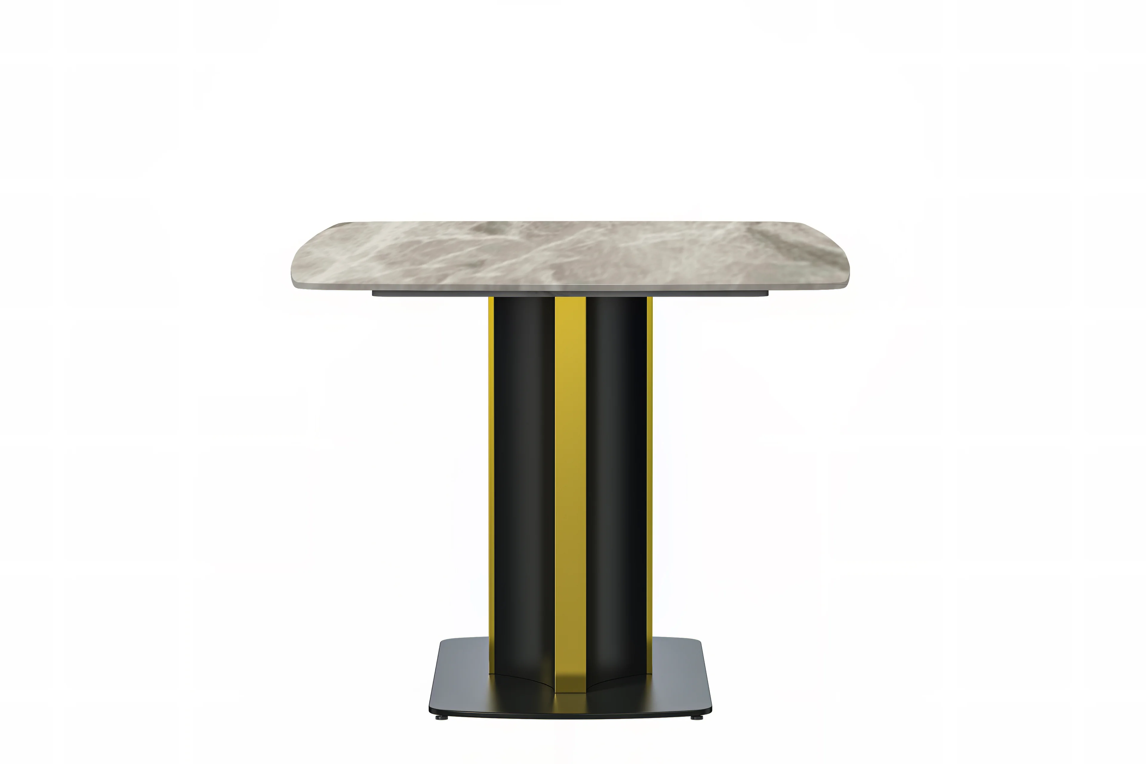 Sylva Series Modern Dining Table Black and Gold Base, With 62" Deep Grey Sintered Stone Top