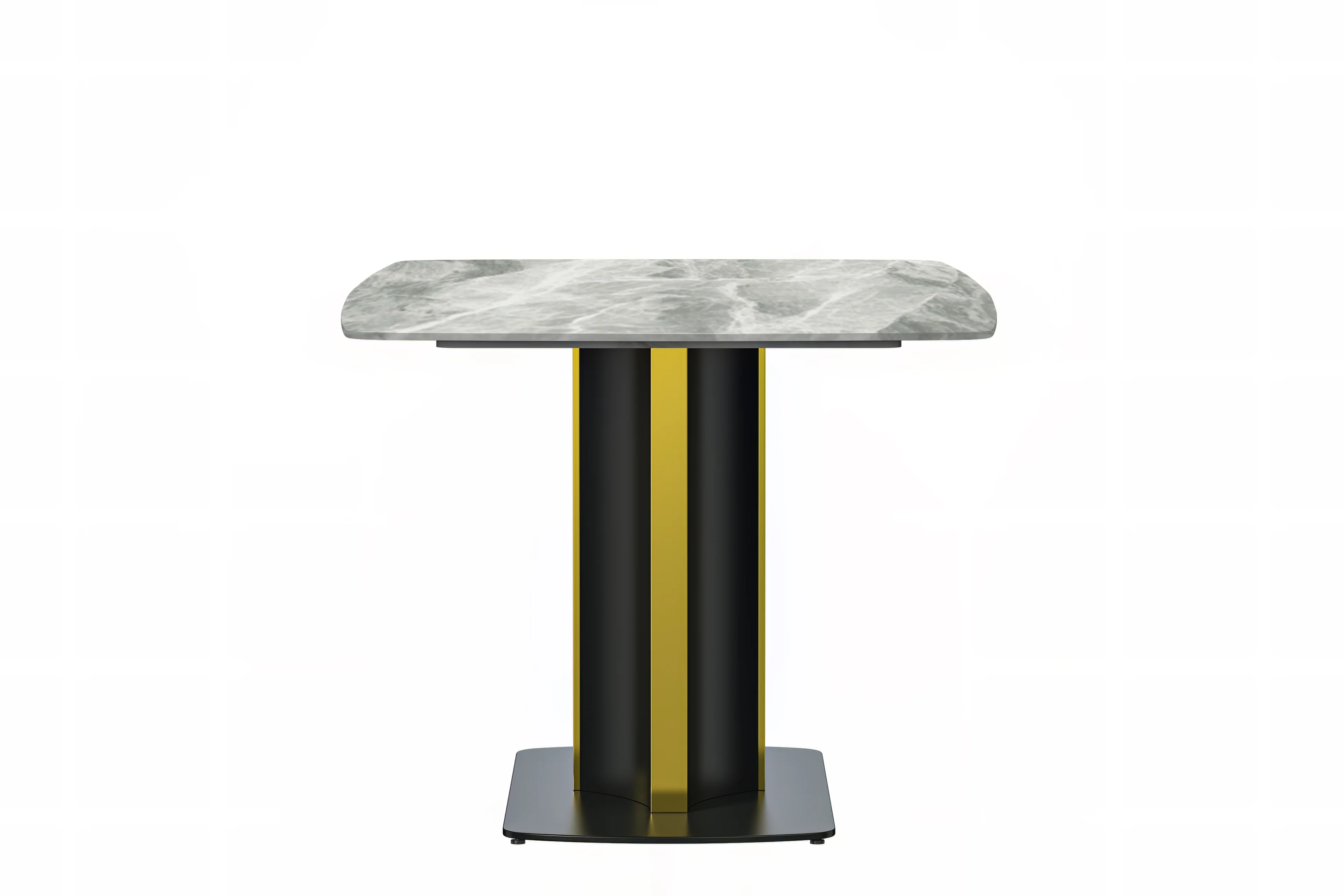 Sylva Series Modern Dining Table Black and Gold Base, With 62" Light Grey Sintered Stone Top