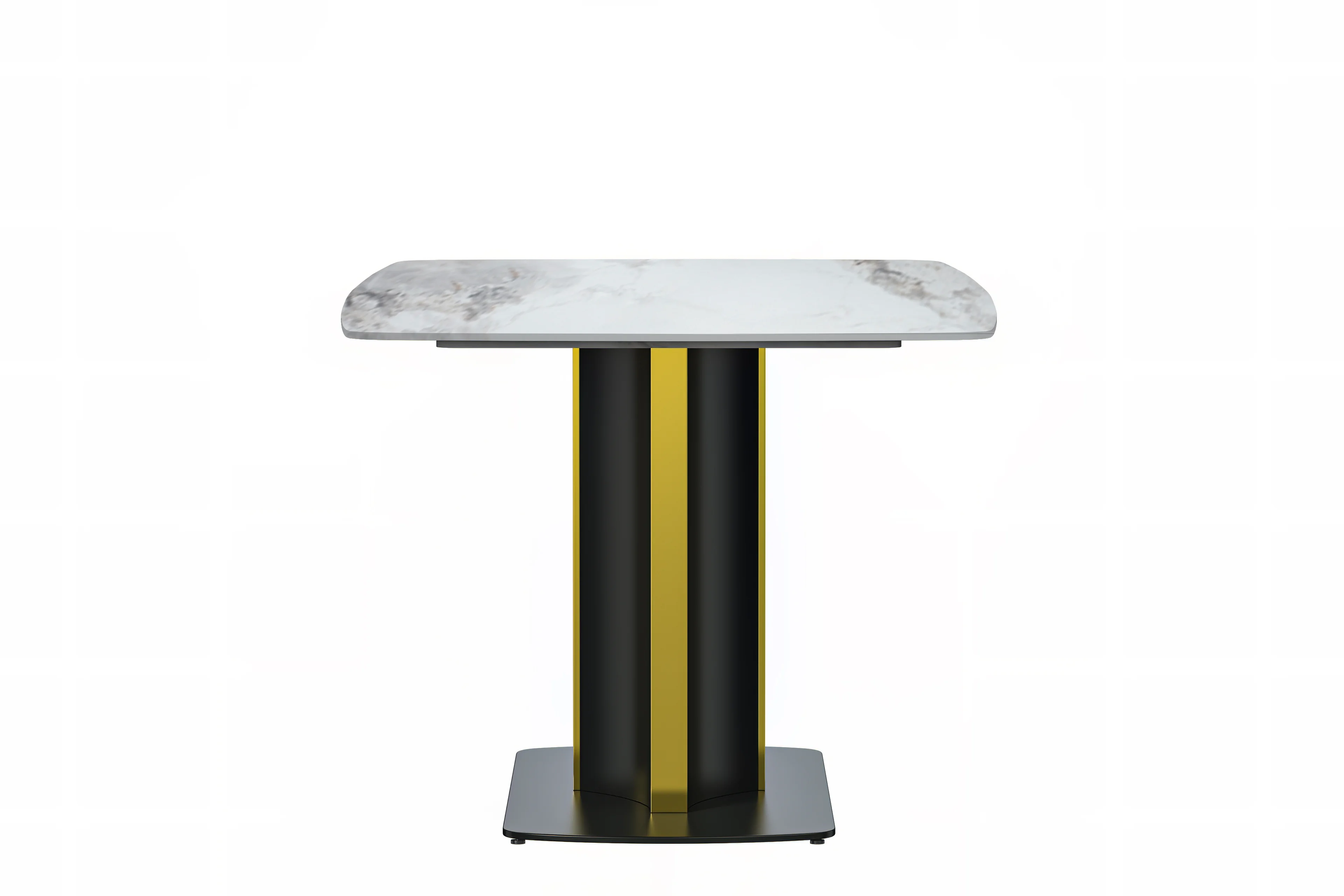 Sylva Series Modern Dining Table Black and Gold Base, With 62" Medium Grey Sintered Stone Top