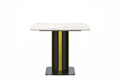 Sylva Series Modern Dining Table Black and Gold Base, With 62" White Sintered Stone Top