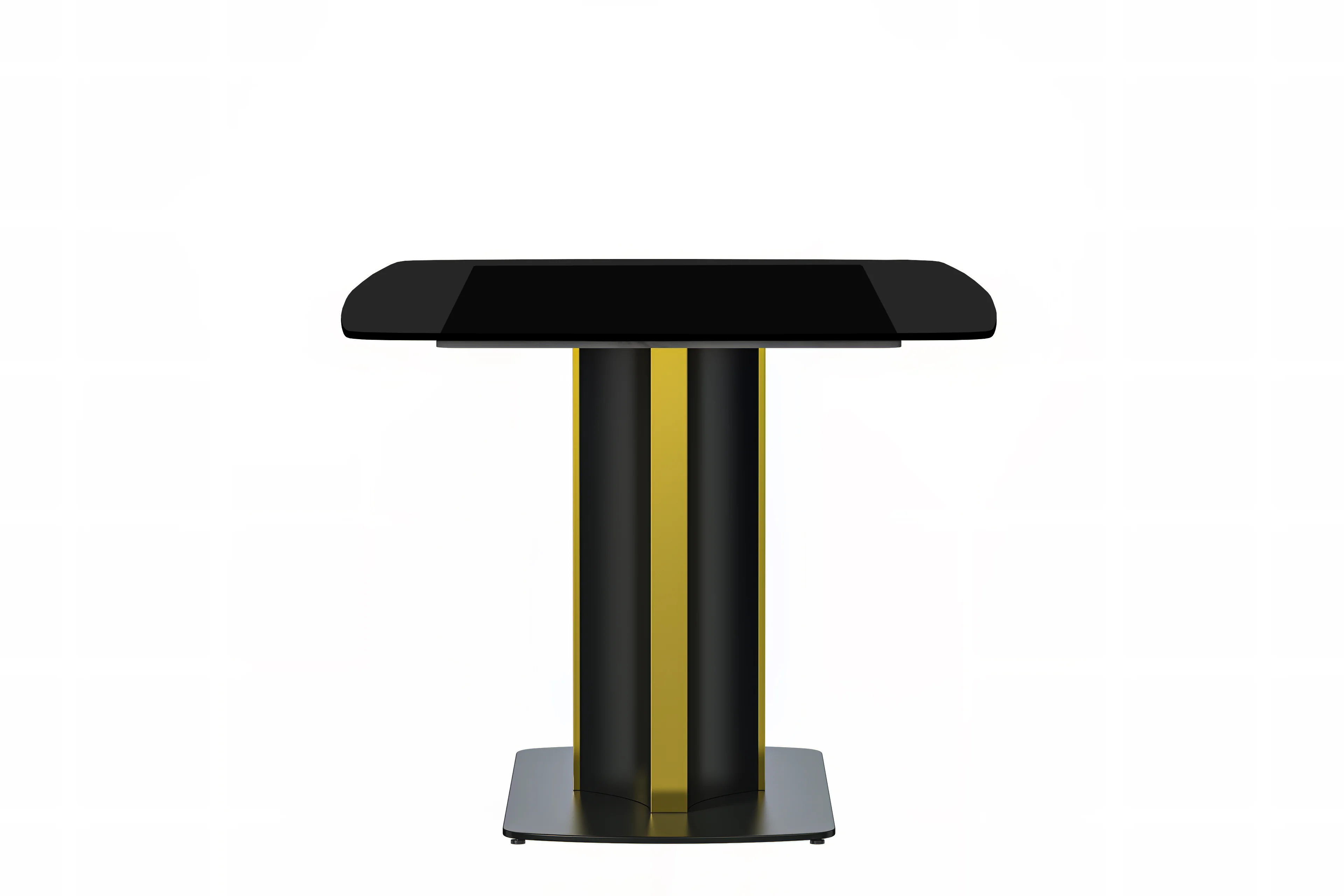 Sylva Series Modern Dining Table Black and Gold Base, With 71" Black Glass Top