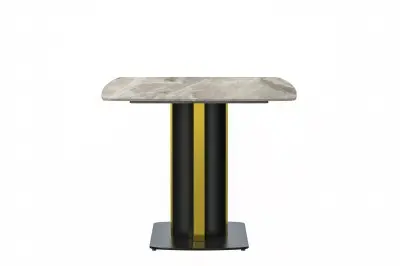 Sylva Series Modern Dining Table Black and Gold Base, With 71" Deep Grey Sintered Stone Top