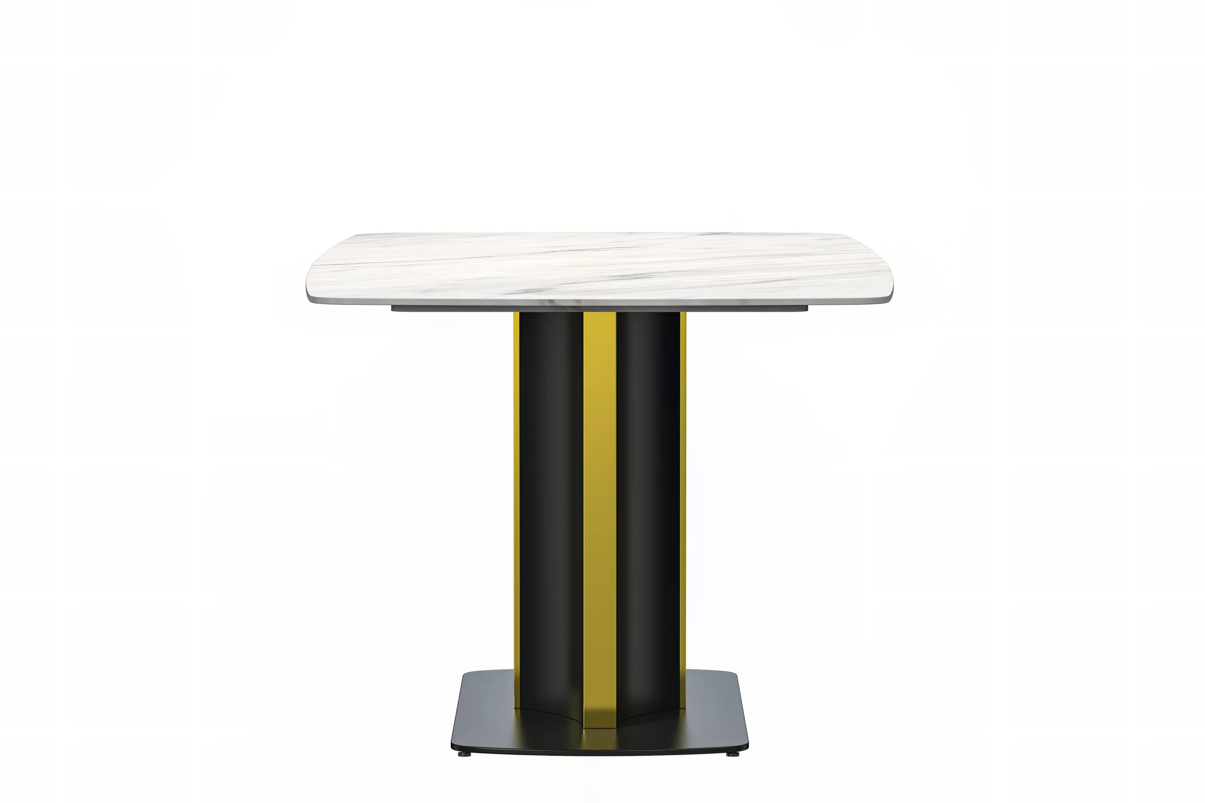 Sylva Series Modern Dining Table Black and Gold Base, With 71" White Sintered Stone Top