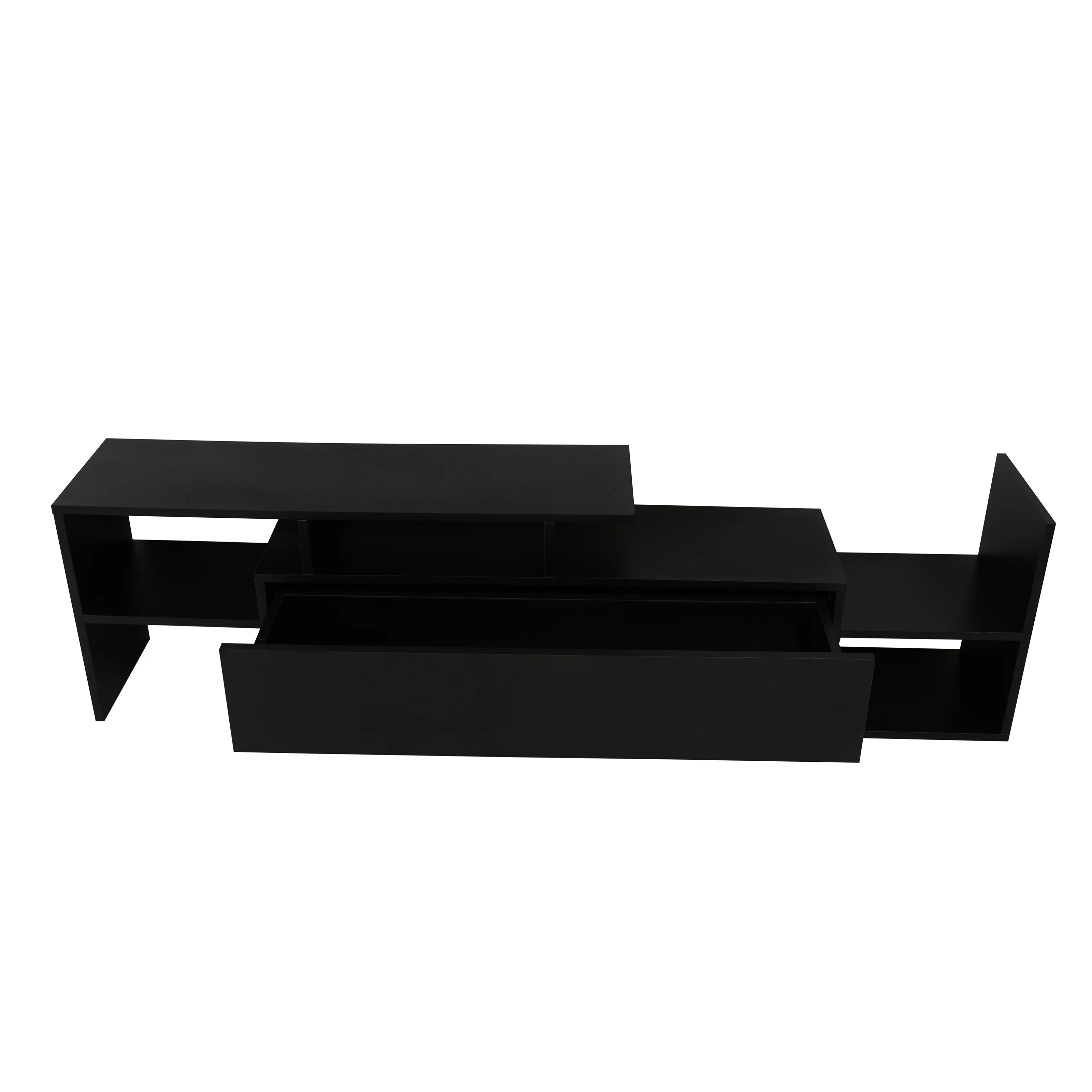 Surrey Modern TV Stand with MDF Shelves and Bookcase in Ebony