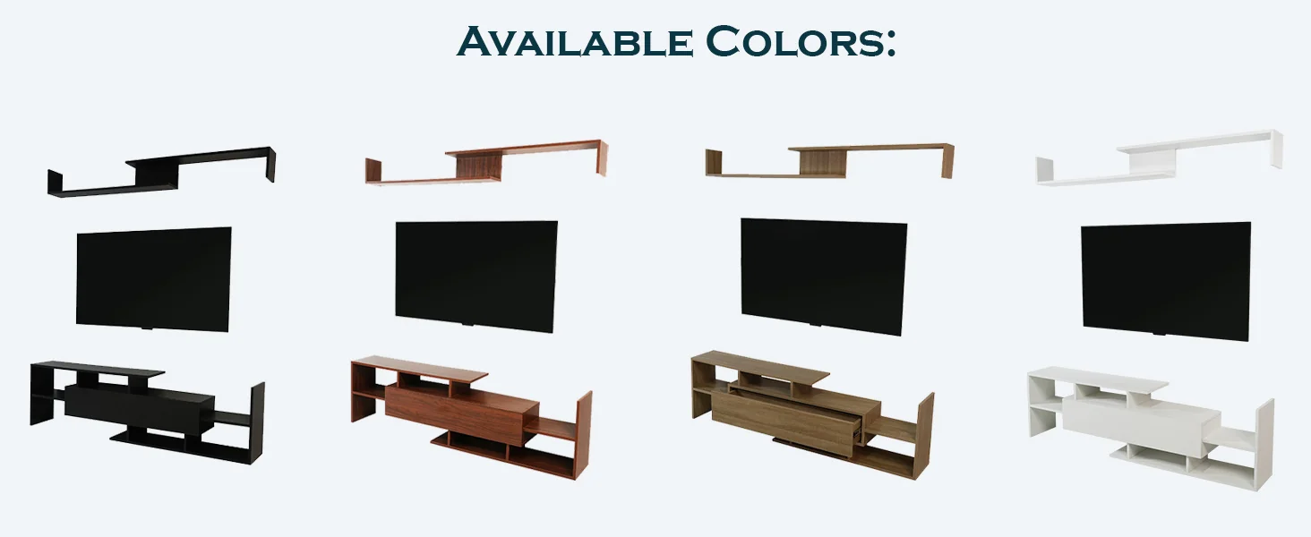 Surrey Modern TV Stand with MDF Shelves and Bookcase in Walnut