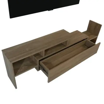 Surrey Modern TV Stand with MDF Shelves and Bookcase in Oak Wood