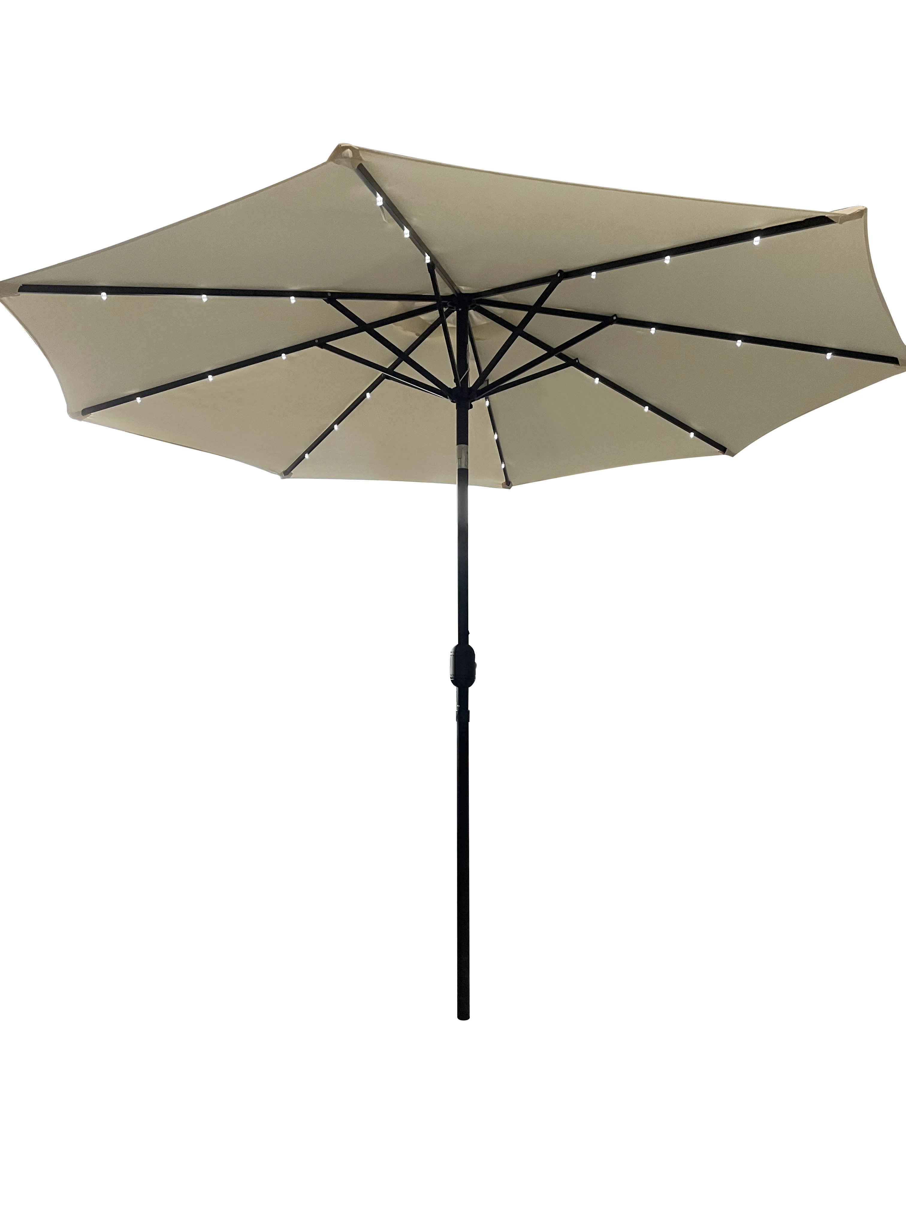 Sierra 9' Outdoor Patio Tilt Market Umbrella with Solar LED Lights in cream