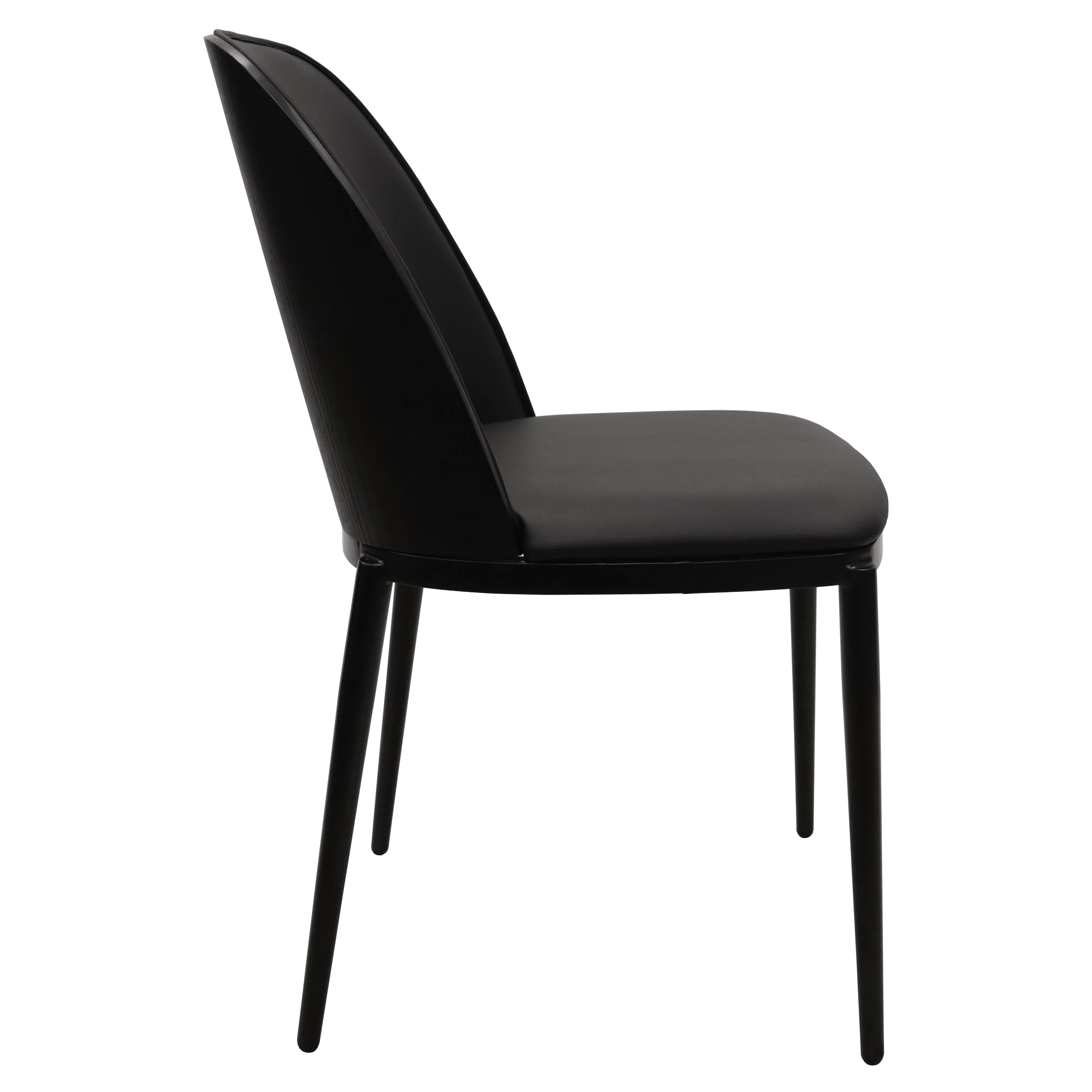 Tule Collection Dining Chair, Black Frame With Black Leather