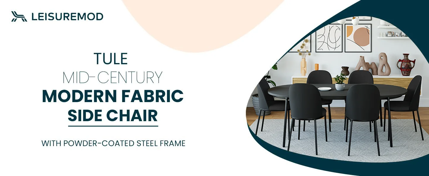 Tule Collection Dining Chair, Black Frame With Black Leather