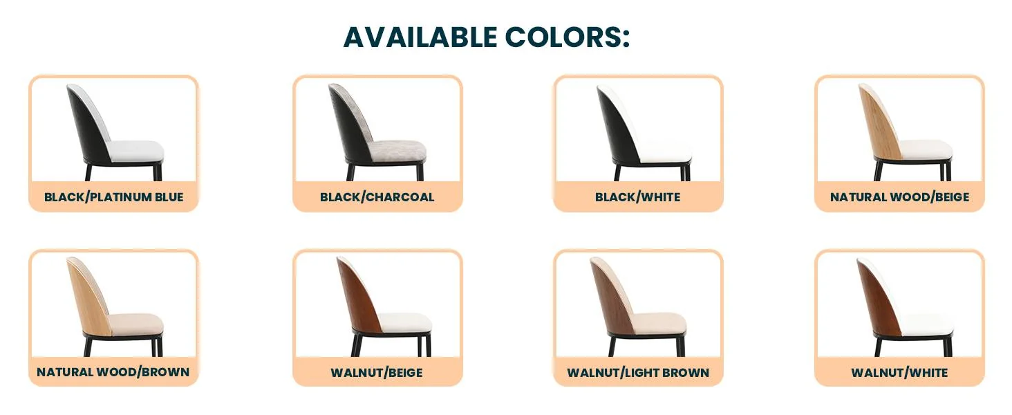 Tule Collection Dining Chair, Black Frame With Black Leather - set of 4