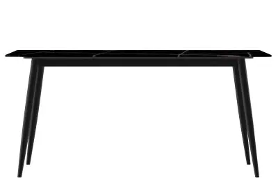 Zayle 7-Piece Dining Set with 55" Rectangular Dining Table in Black/Gold Sintered Stone Top and 6 Suede Dining Chairs in Black/Charcoal