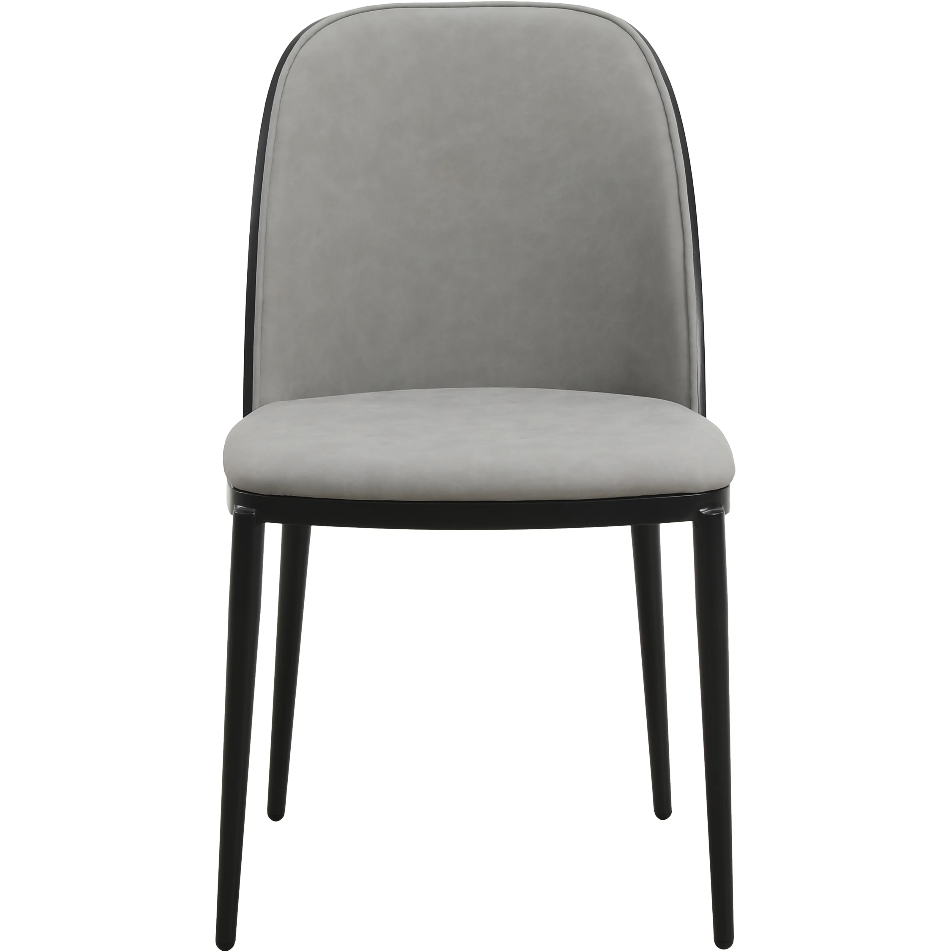 Tule Collection Dining Chair, Black Frame With Light Grey Leather - set of 4