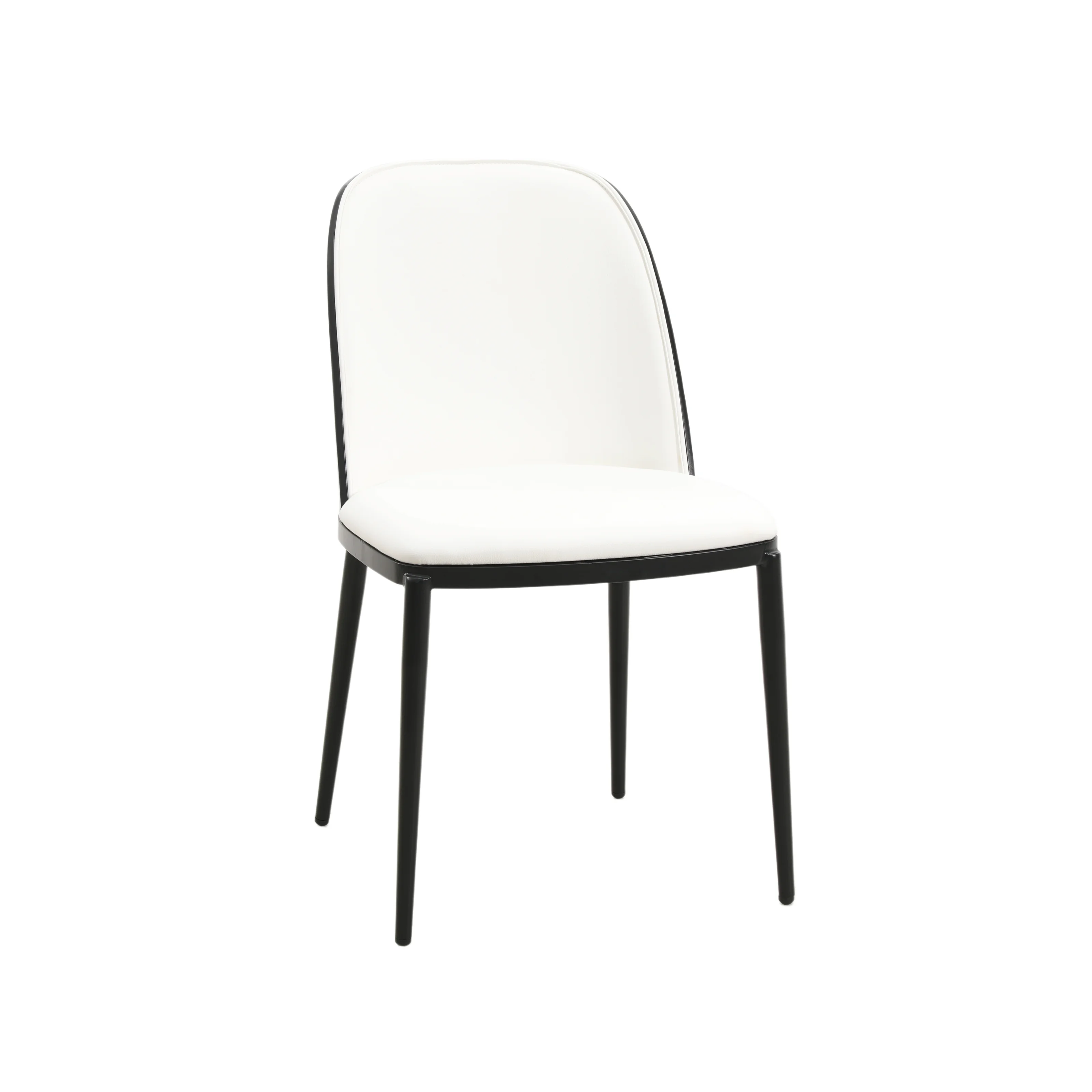 Tule Mid-Century Modern Dining Side Chair with Leather Seat and Steel Frame Set of 2