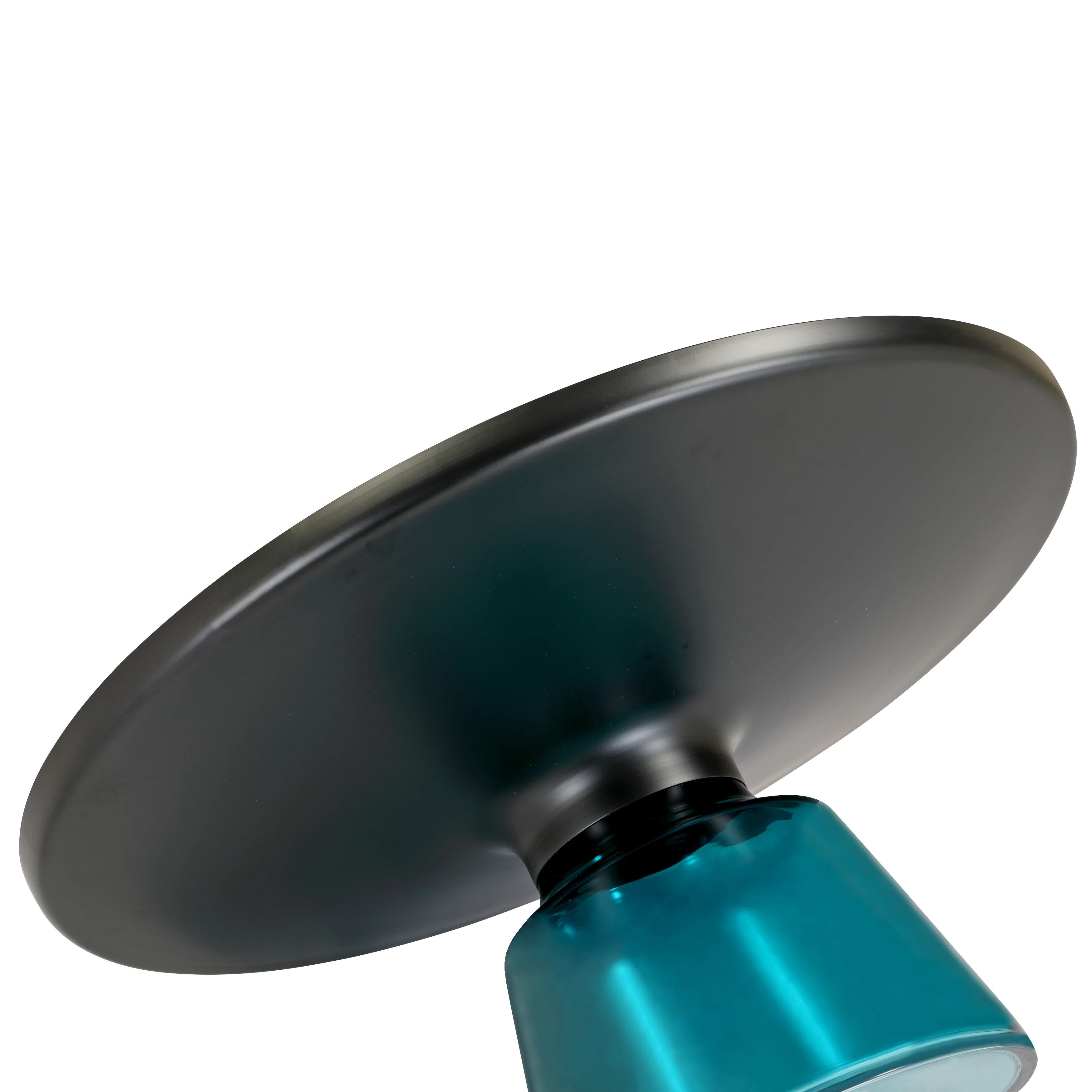 Tully Collection Glass Coffee Table Blue glass, Black Rim with Black Glass top