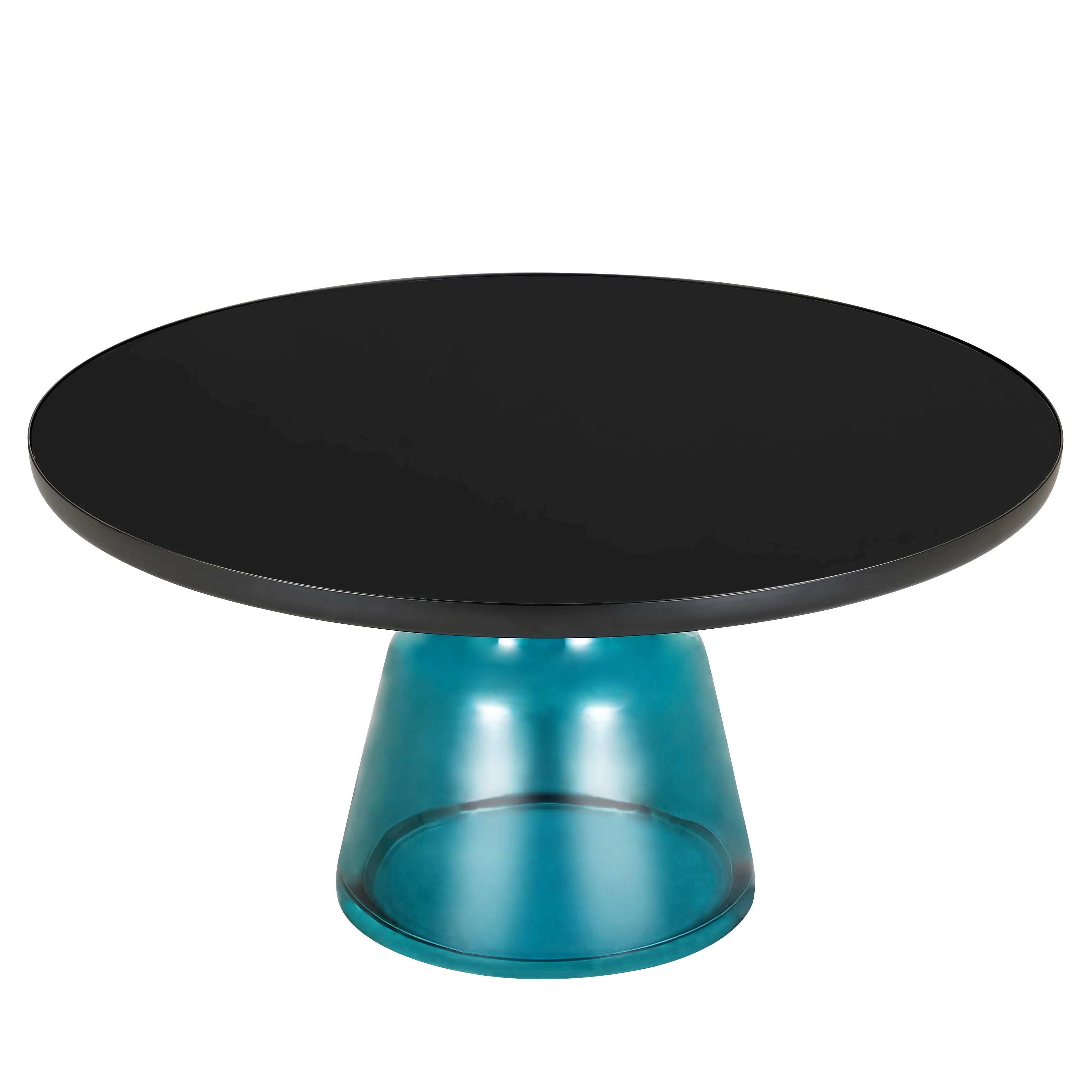 Tully Collection Glass Coffee Table Blue glass, Black Rim with Black Glass top