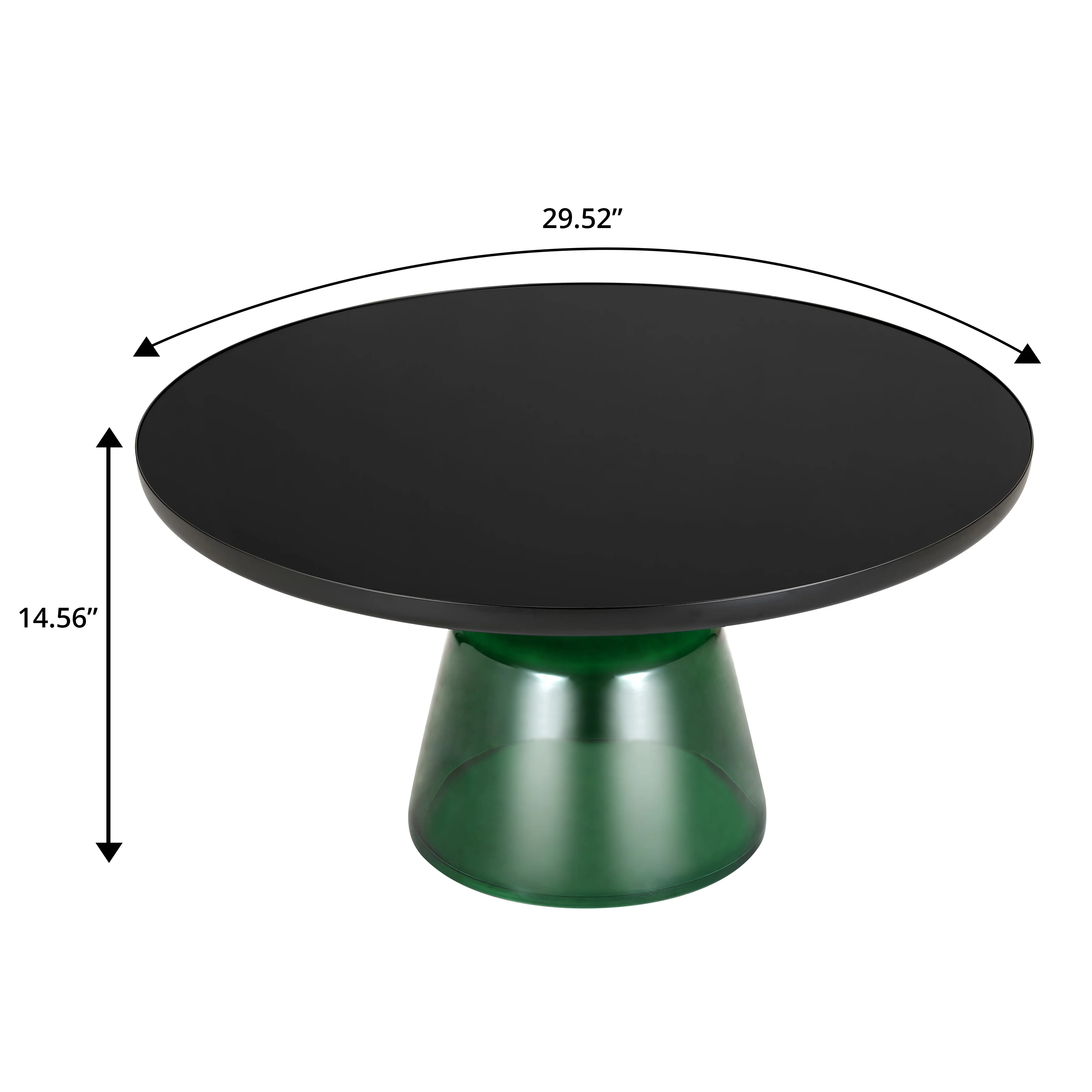 Tully Collection Glass Coffee Table Green glass, Black Rim with Black Glass top