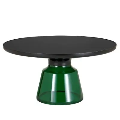 Tully Collection Glass Coffee Table Green glass, Black Rim with Black Glass top
