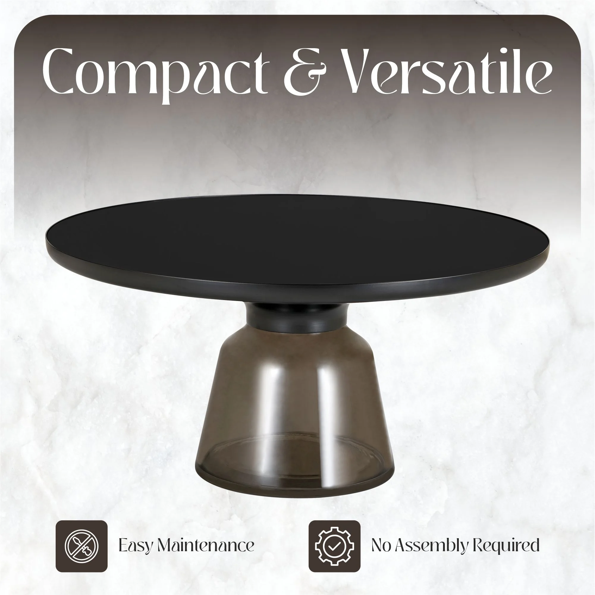 Tully Collection Glass Coffee Table Grey glass, Black Rim with Black GLass Top