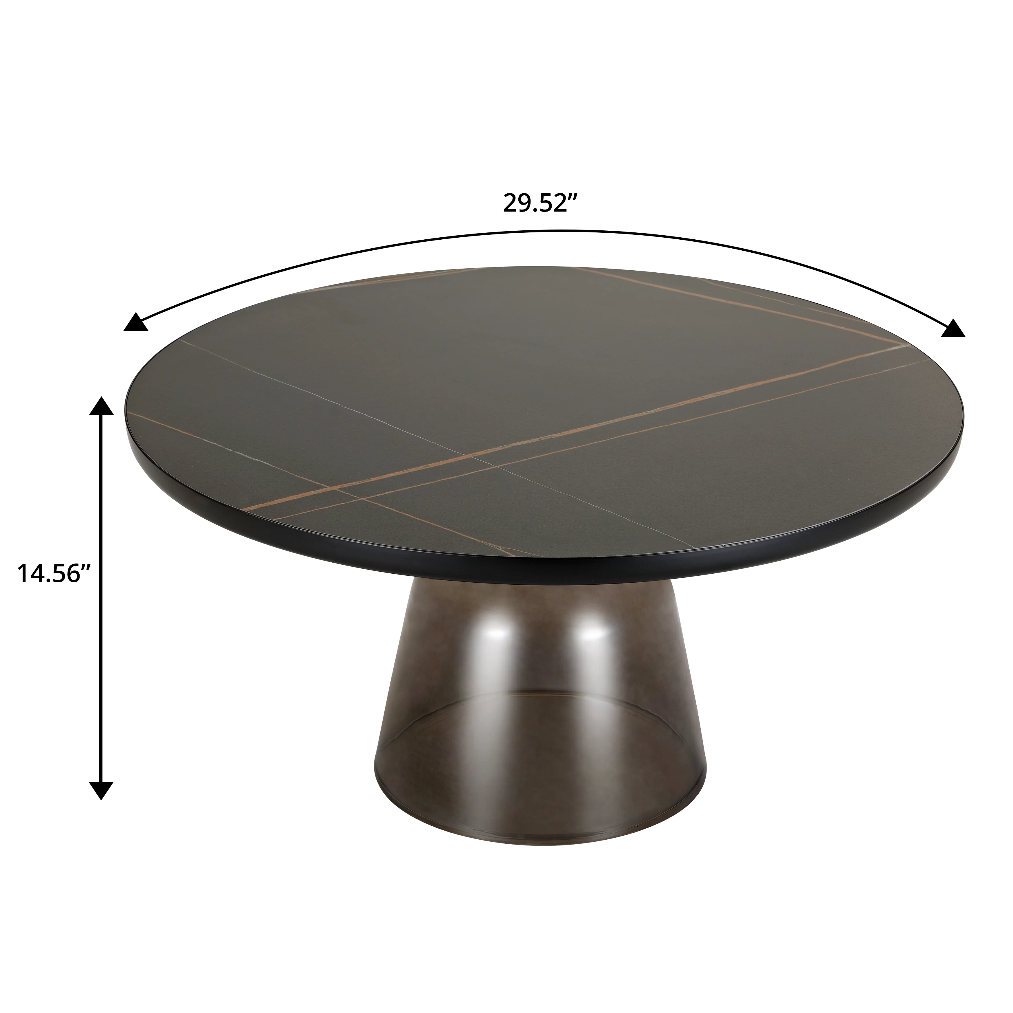 Tully Collection Glass Coffee Table Grey glass, Black Rim with Black Sintered Stone Top