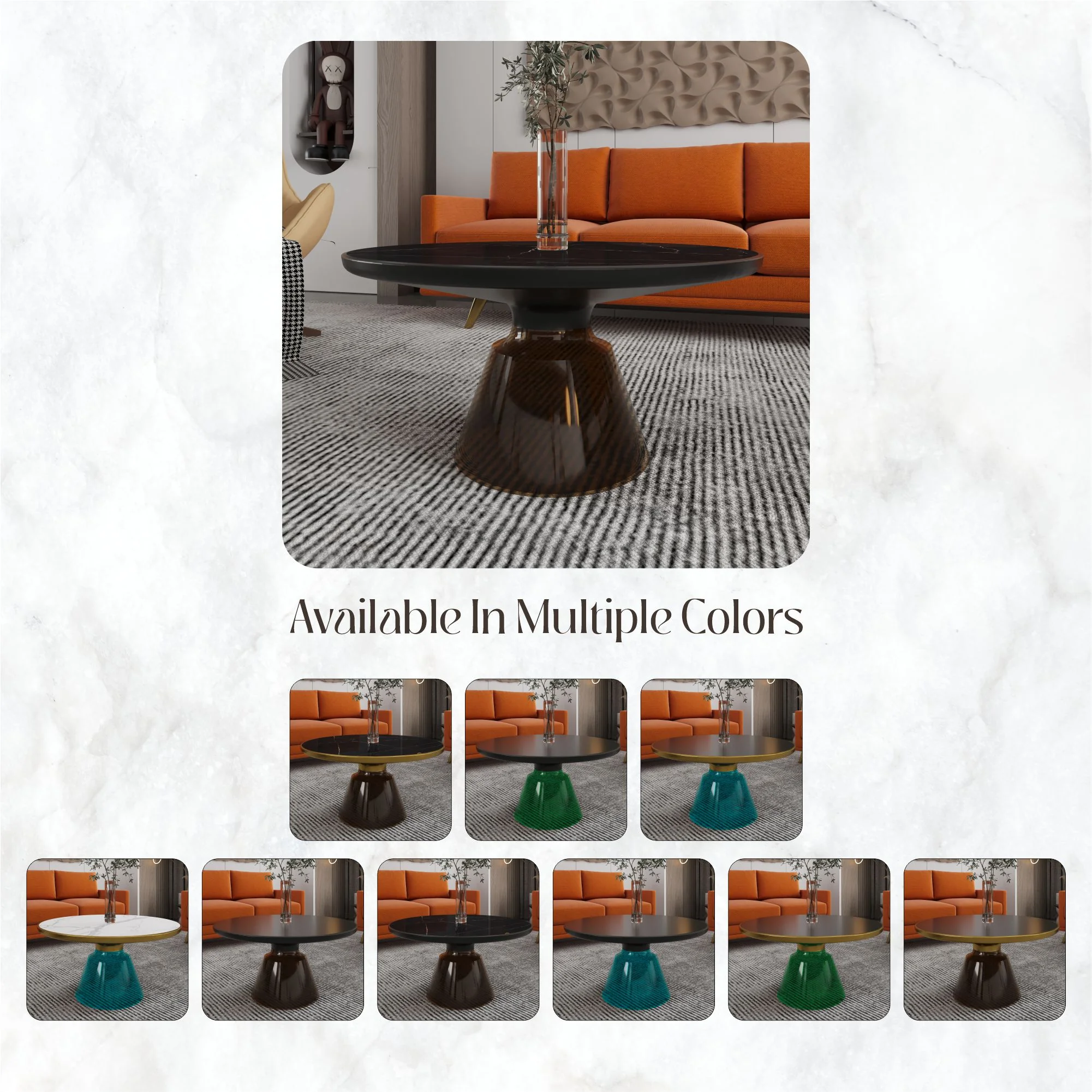 Tully Collection Glass Coffee Table Grey glass, Black Rim with Black Sintered Stone Top