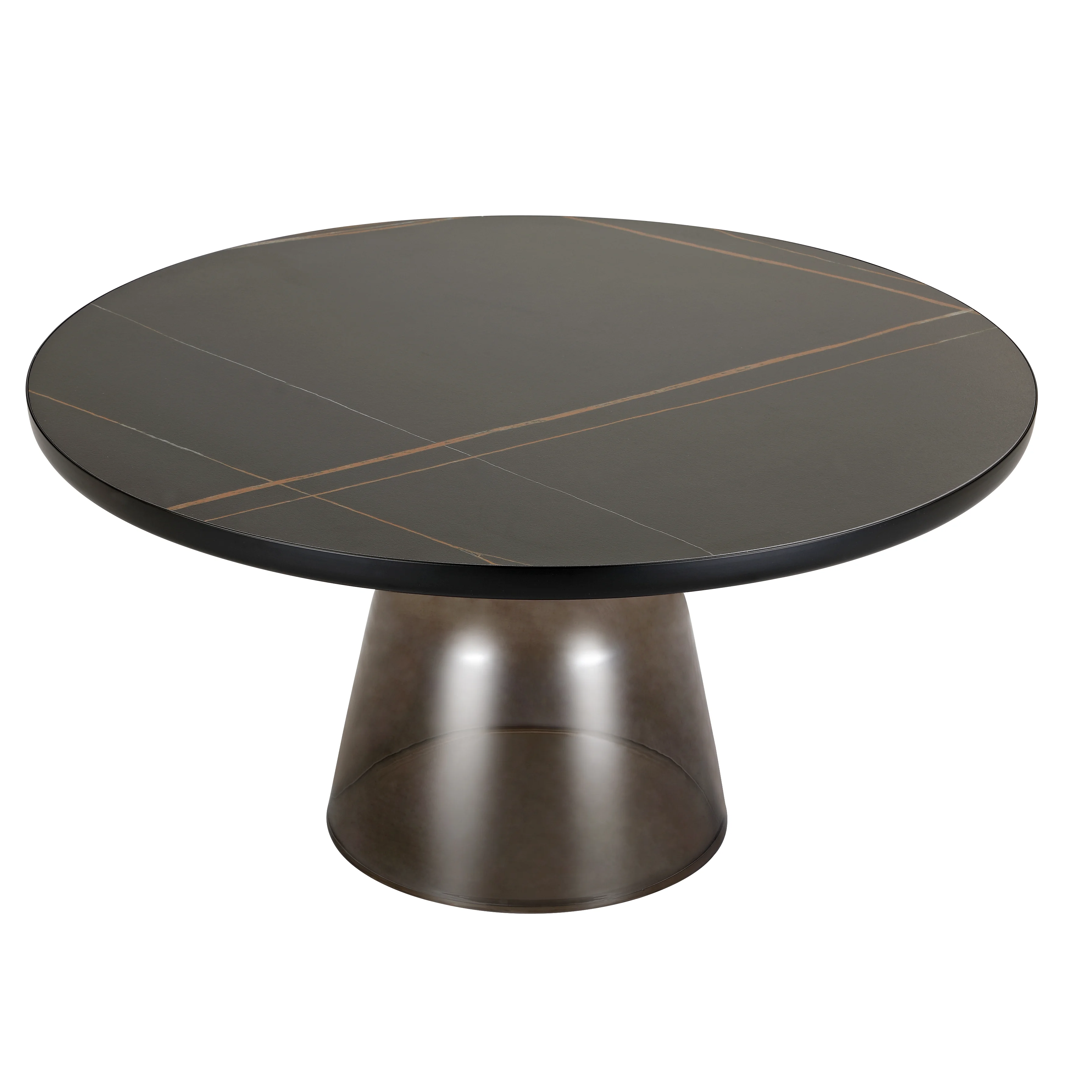 Tully Collection Glass Coffee Table Grey glass, Black Rim with Black Sintered Stone Top
