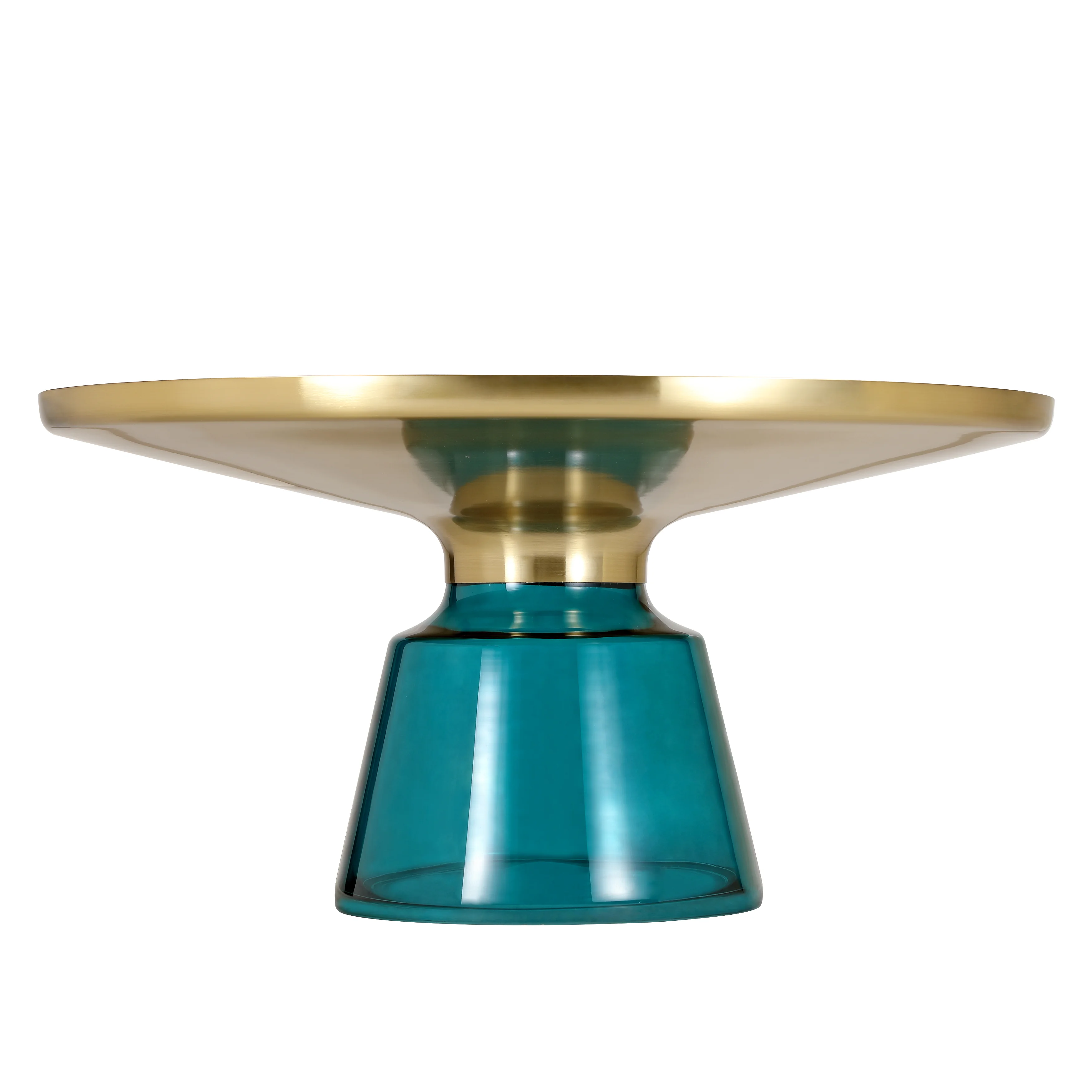 Tully Collection Glass Coffee Table Blue glass, Gold Rim with Black Glass top