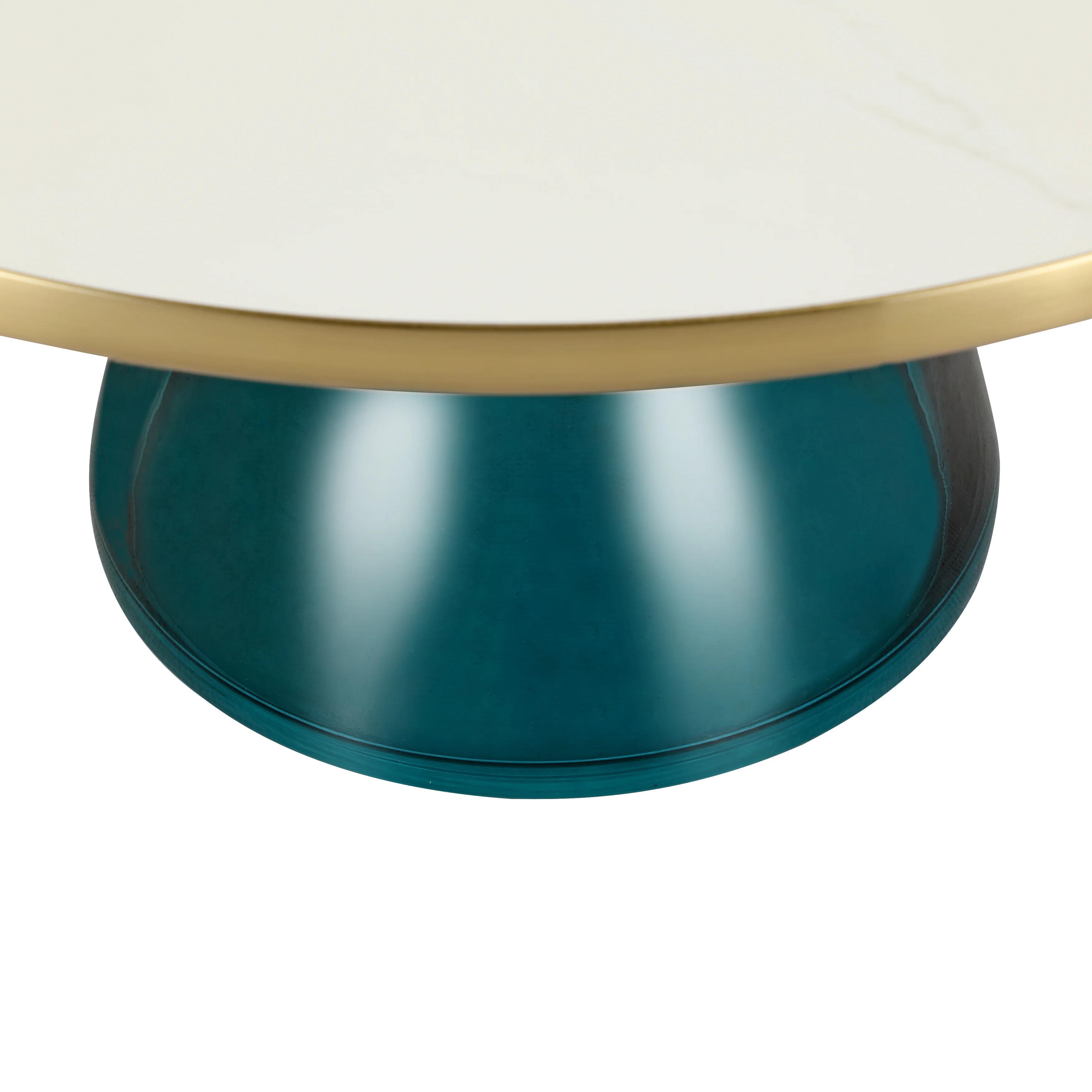 Tully Collection Glass Coffee Table Blue glass, Gold Rim with white sintered stone top