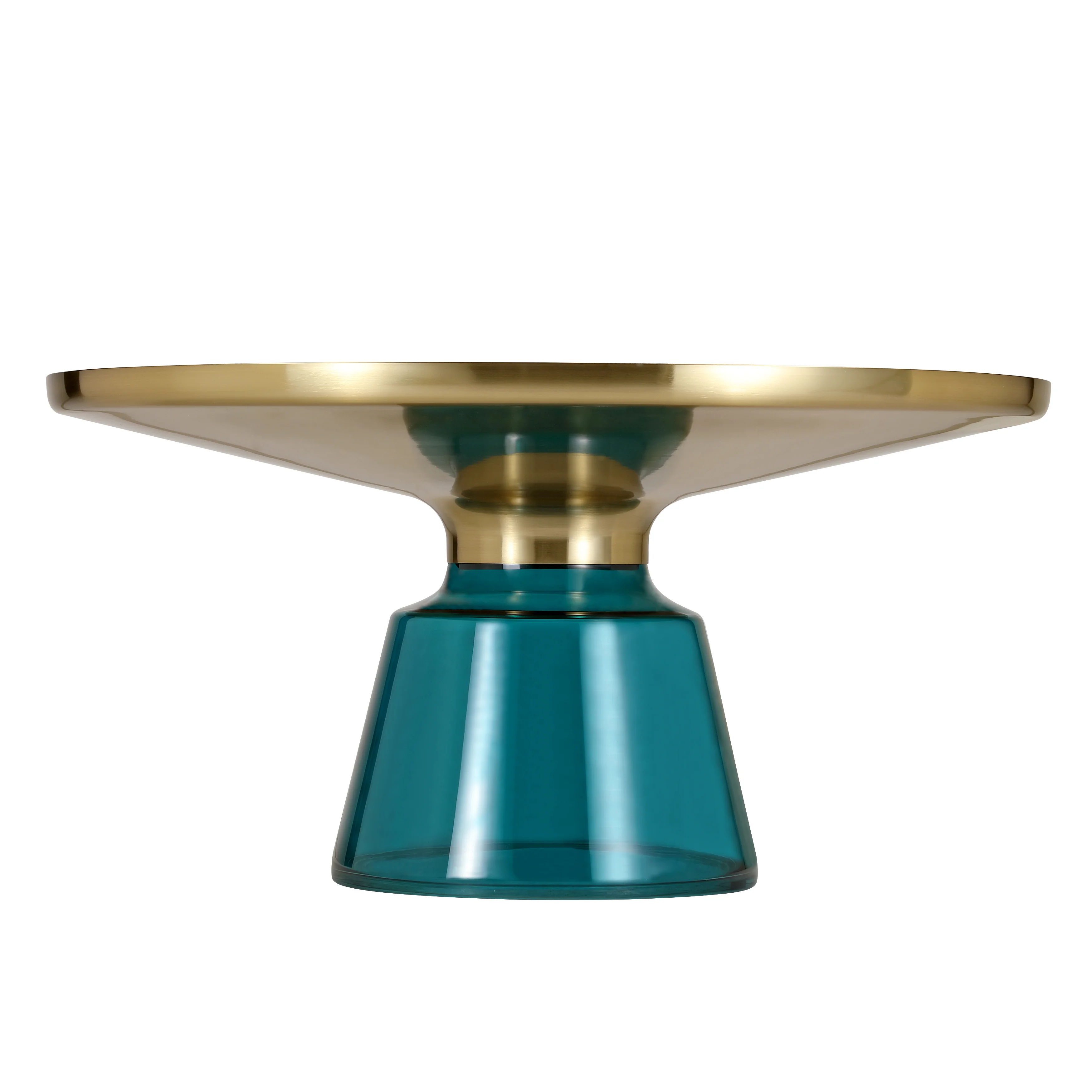 Tully Collection Glass Coffee Table Blue glass, Gold Rim with white sintered stone top