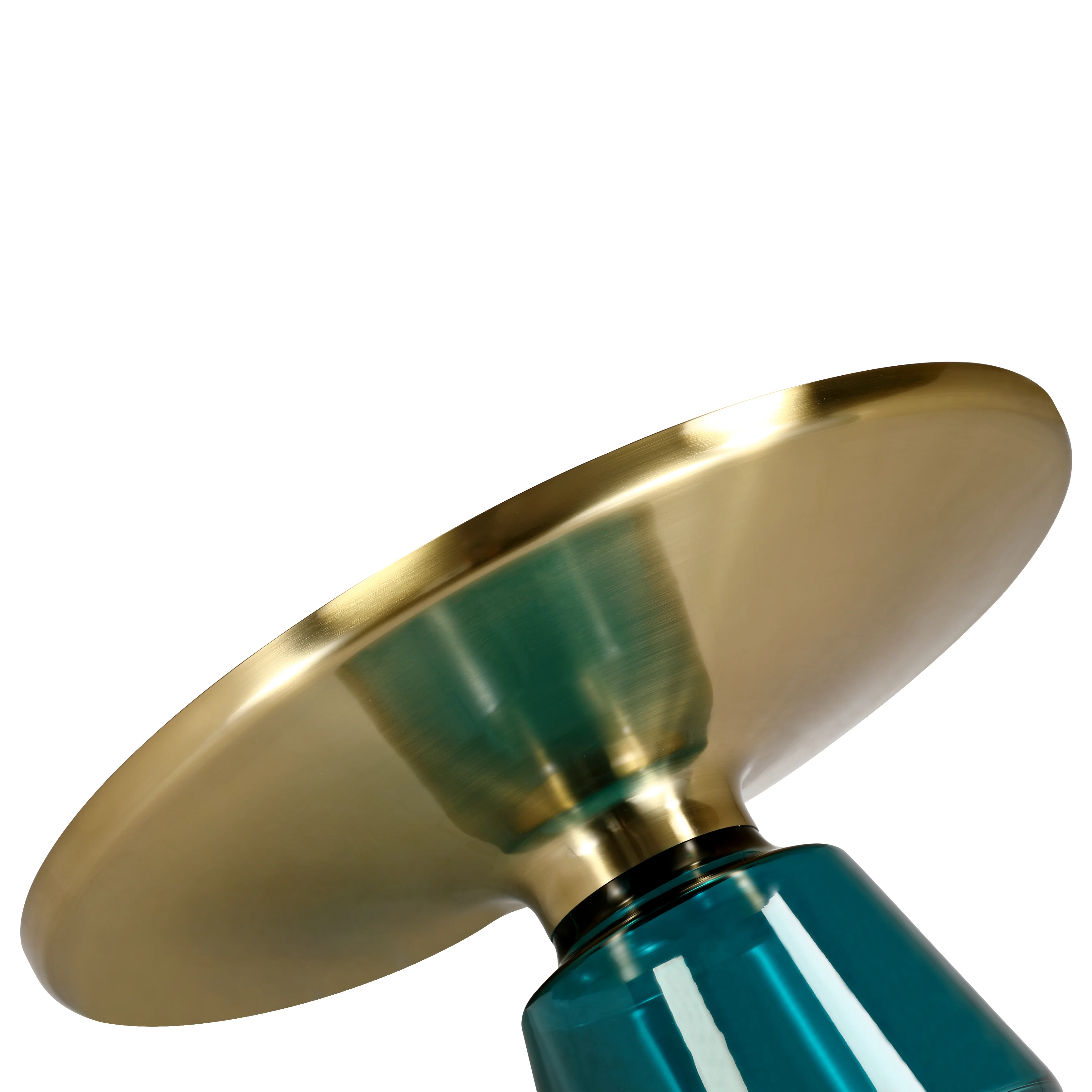 Tully Collection Glass Coffee Table Blue glass, Gold Rim with white sintered stone top