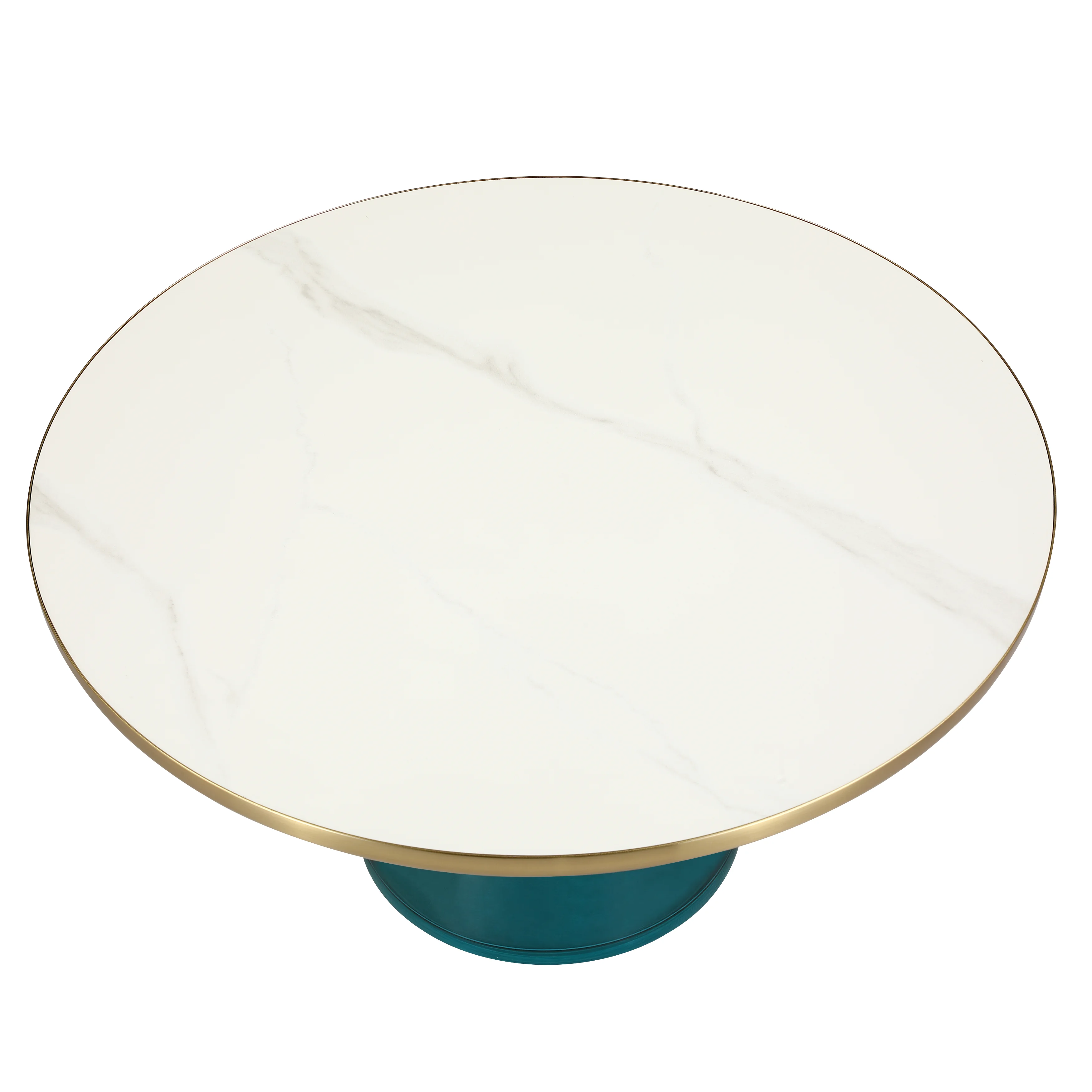 Tully Collection Glass Coffee Table Blue glass, Gold Rim with white sintered stone top