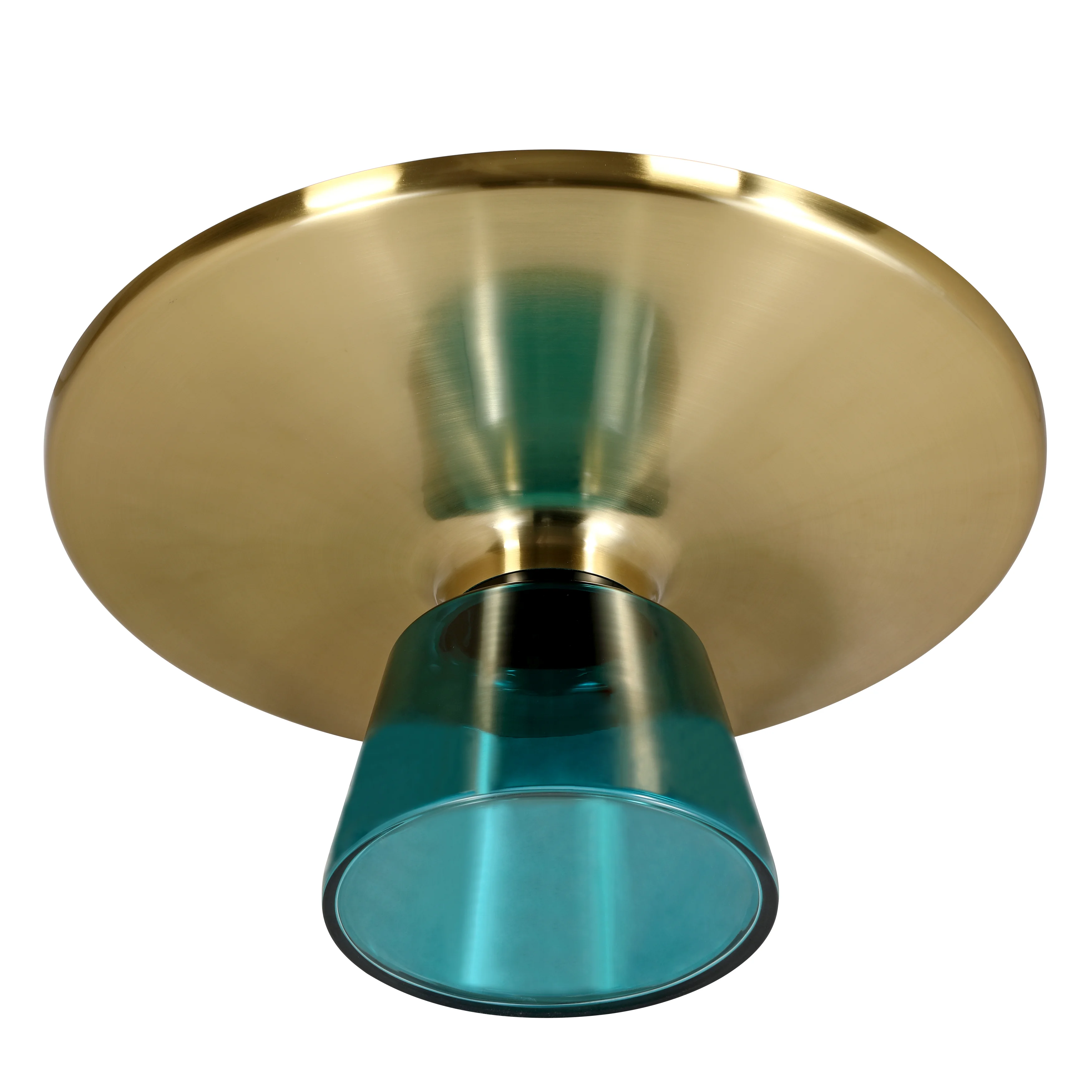 Tully Collection Glass Coffee Table Blue glass, Gold Rim with white sintered stone top