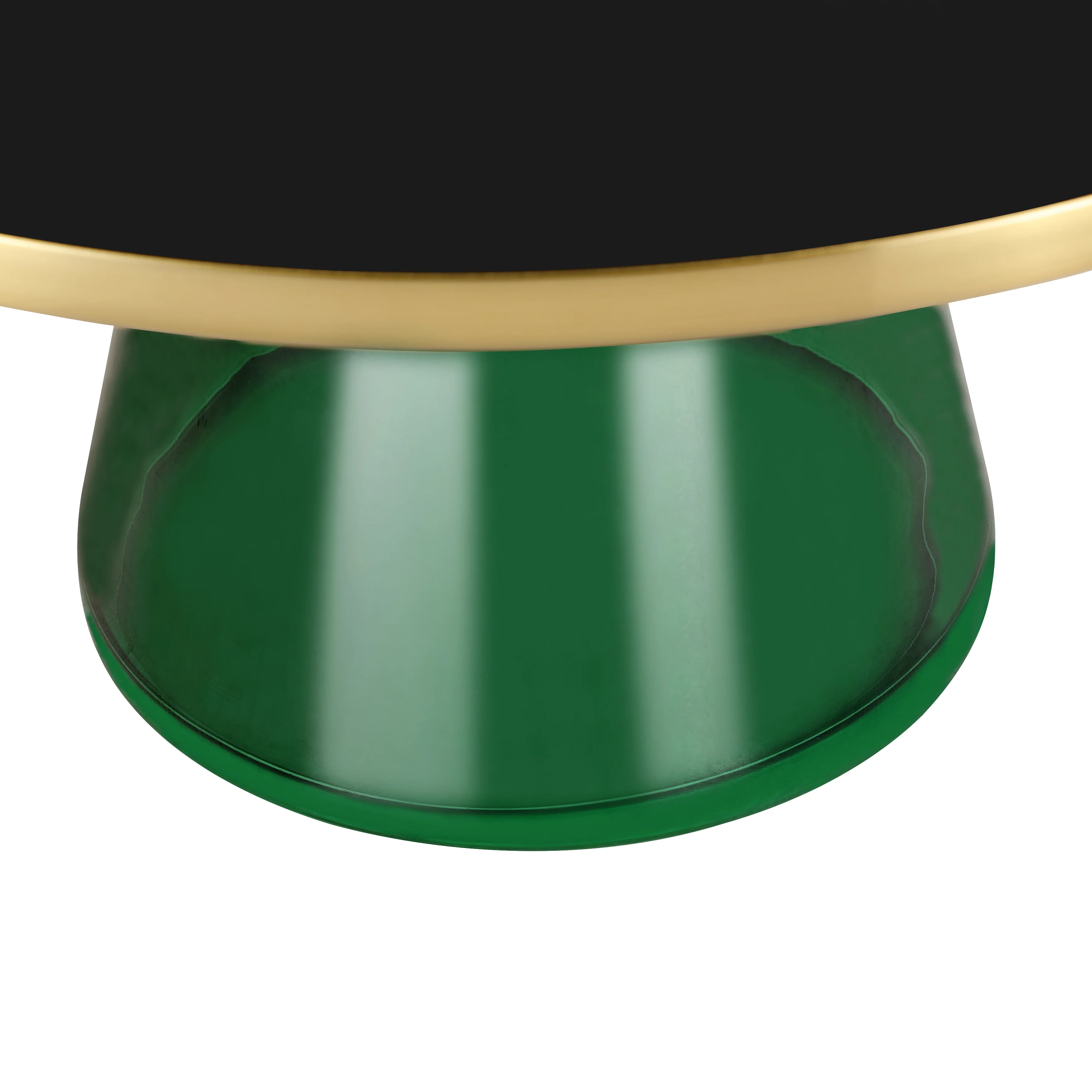 Tully Collection Glass Coffee Table Green glass, Gold Rim with Black Glass top